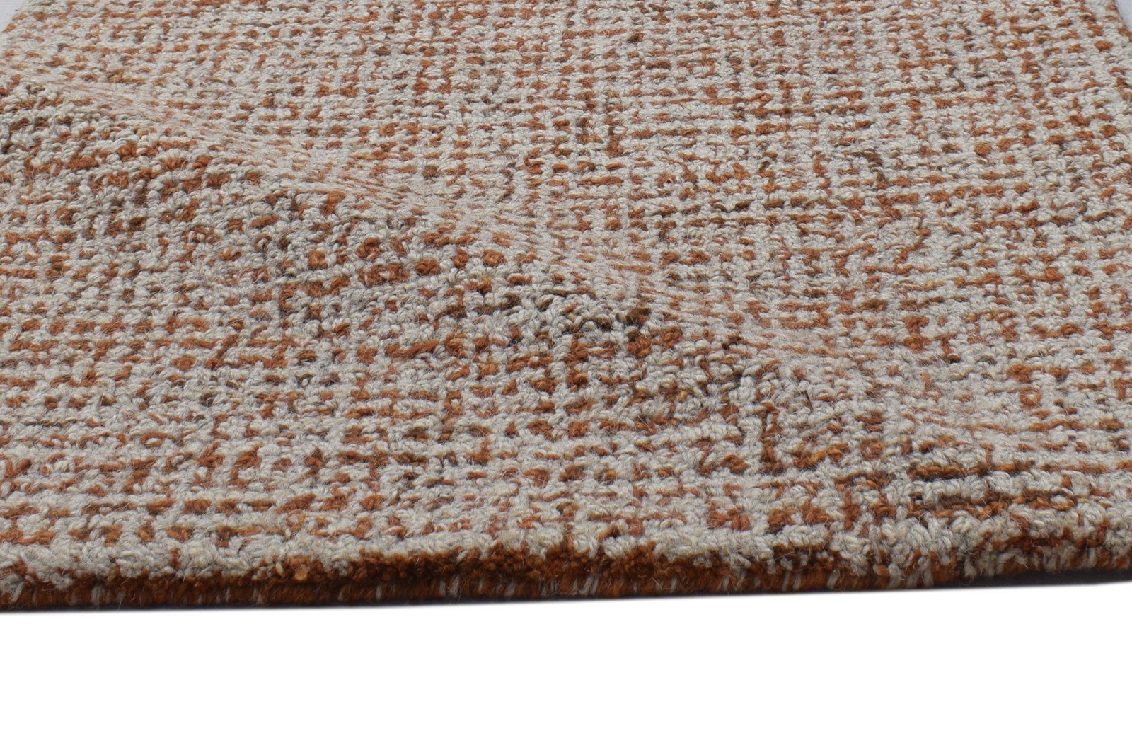 Wool Rust Rug 2' X 3' Modern Hand Tufted Scandinavian Solid Small Carpet 