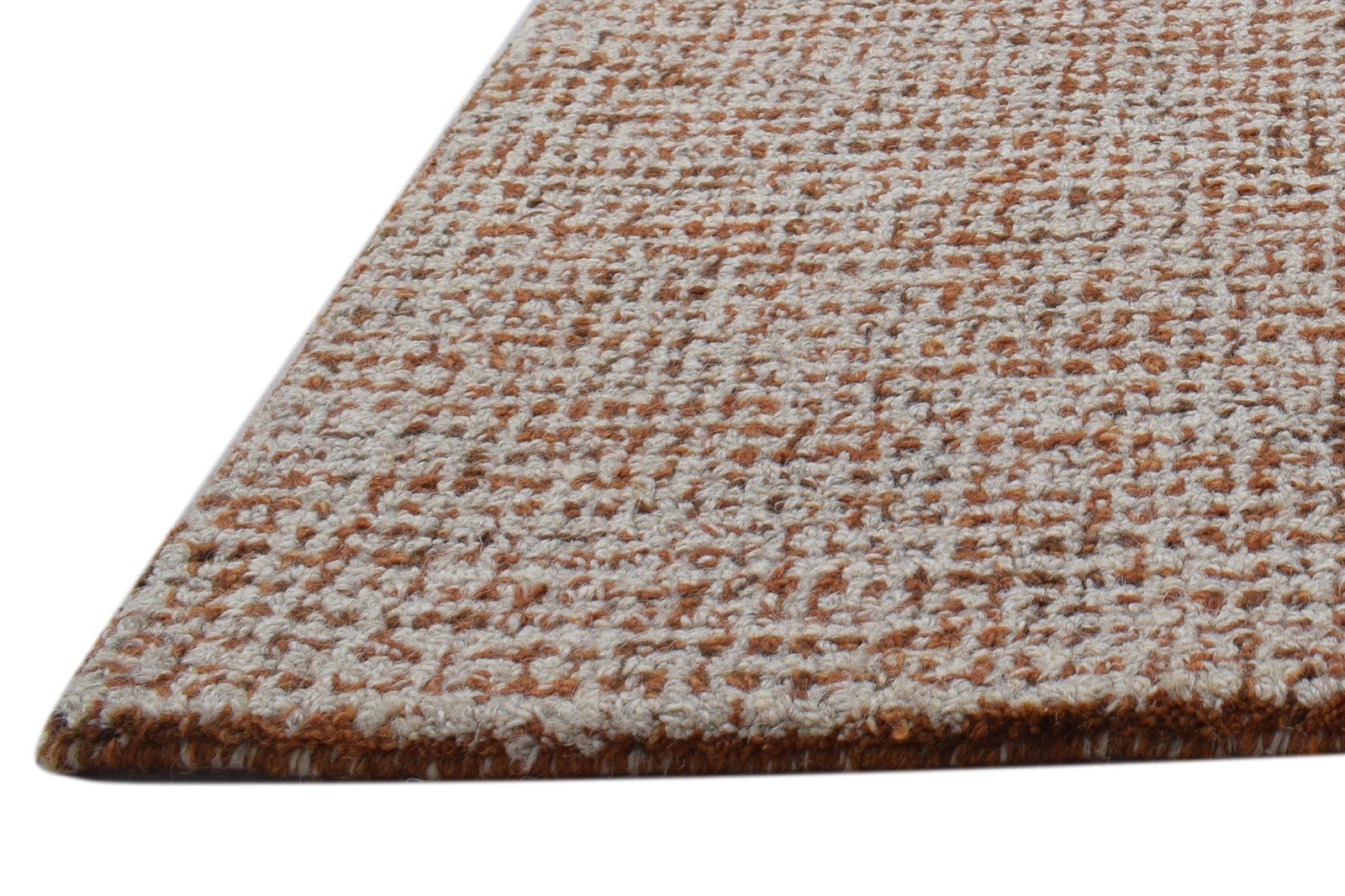 Wool Rust Rug 2' X 3' Modern Hand Tufted Scandinavian Solid Small Carpet 