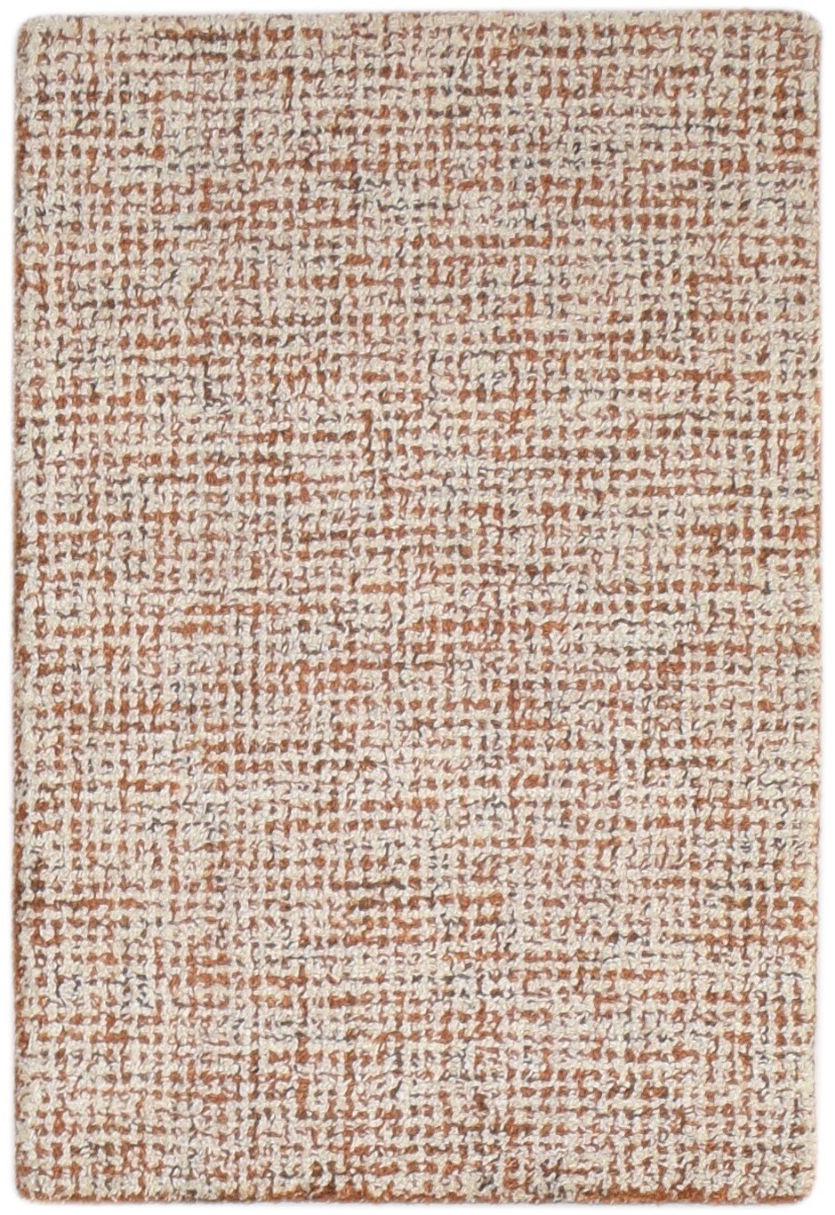 Wool Rust Rug 2' X 3' Modern Hand Tufted Scandinavian Solid Small Carpet 