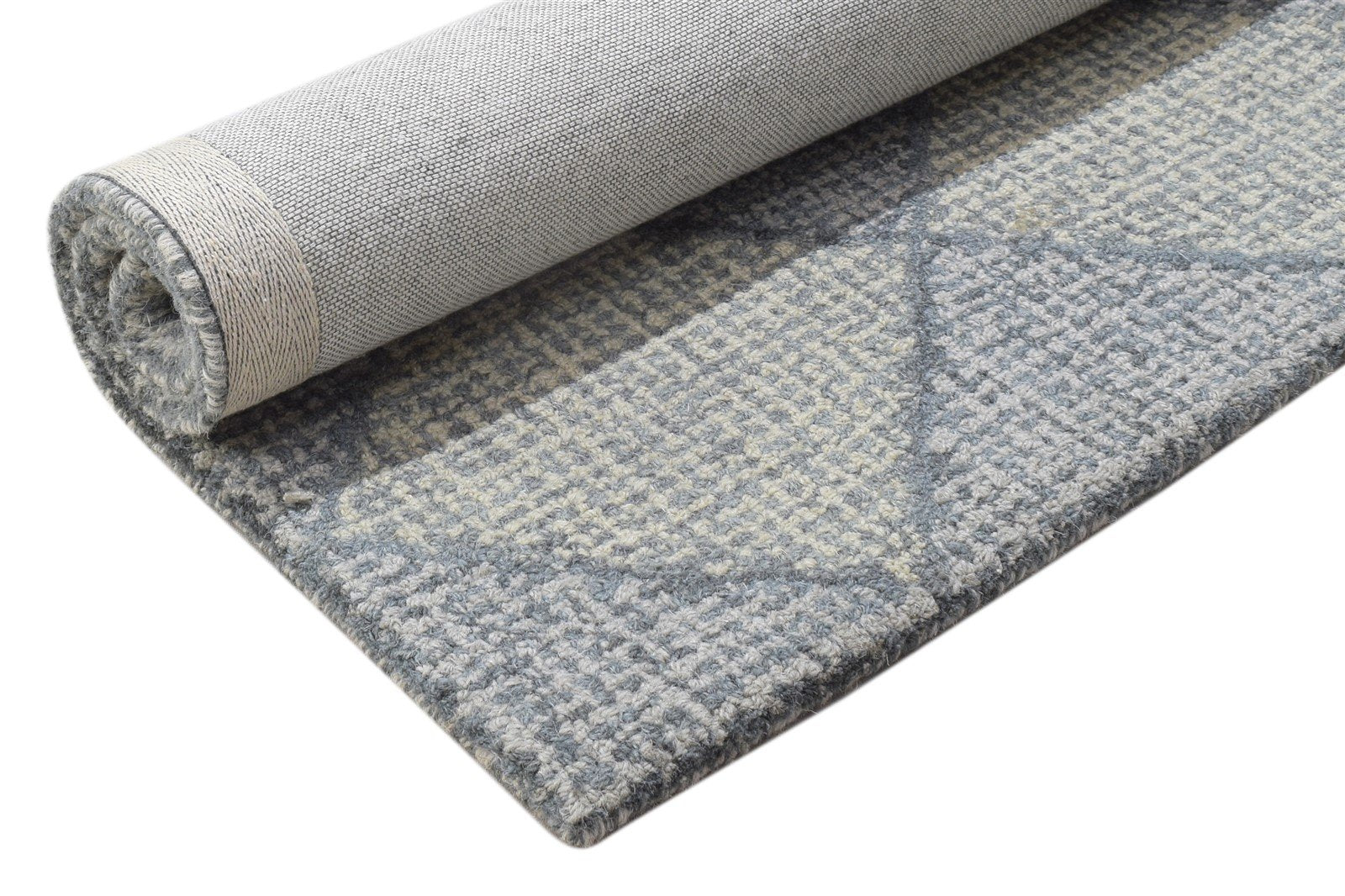 Hand Tufted Grey Wool Rug 2' X 3' Modern Scandinavian Diamond Small Carpet 