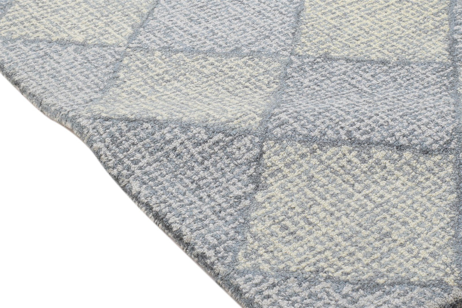 Hand Tufted Grey Wool Rug 2' X 3' Modern Scandinavian Diamond Small Carpet 