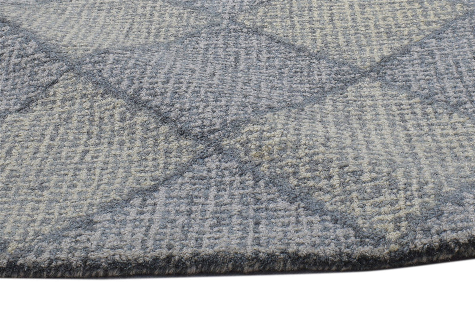 Hand Tufted Grey Wool Rug 2' X 3' Modern Scandinavian Diamond Small Carpet 