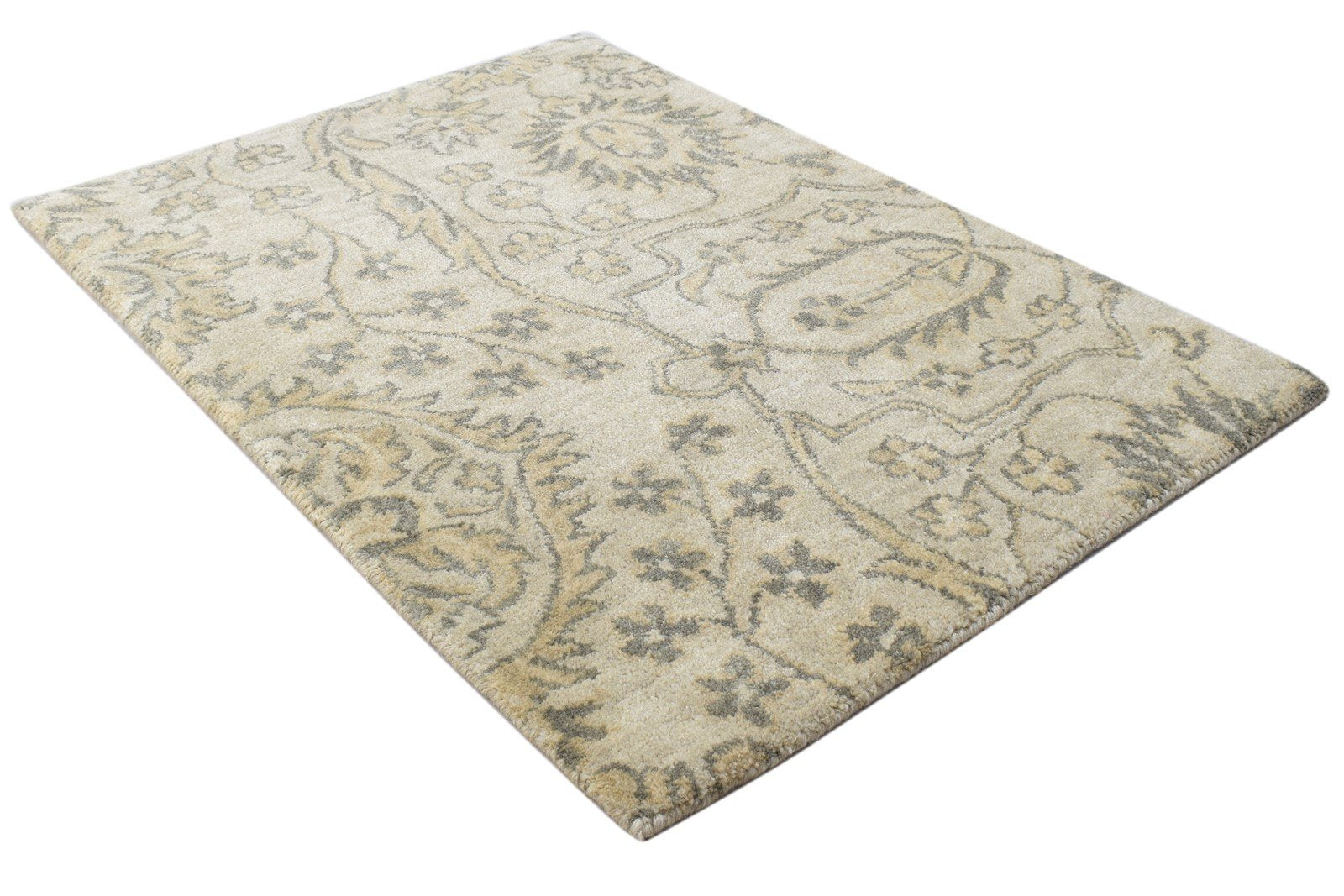 Beige Wool Rug 2' X 3' Persian Hand Tufted Oushak Oriental Small Carpet 