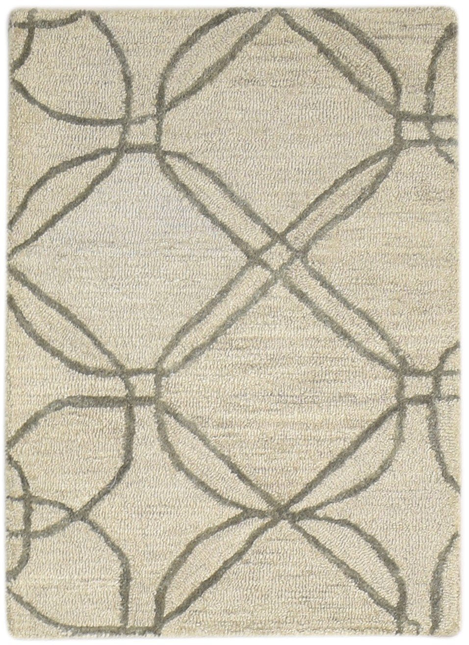 Beige Wool Rug 2' X 3' Modern Hand Tufted Moroccan Trellis Small Carpet 