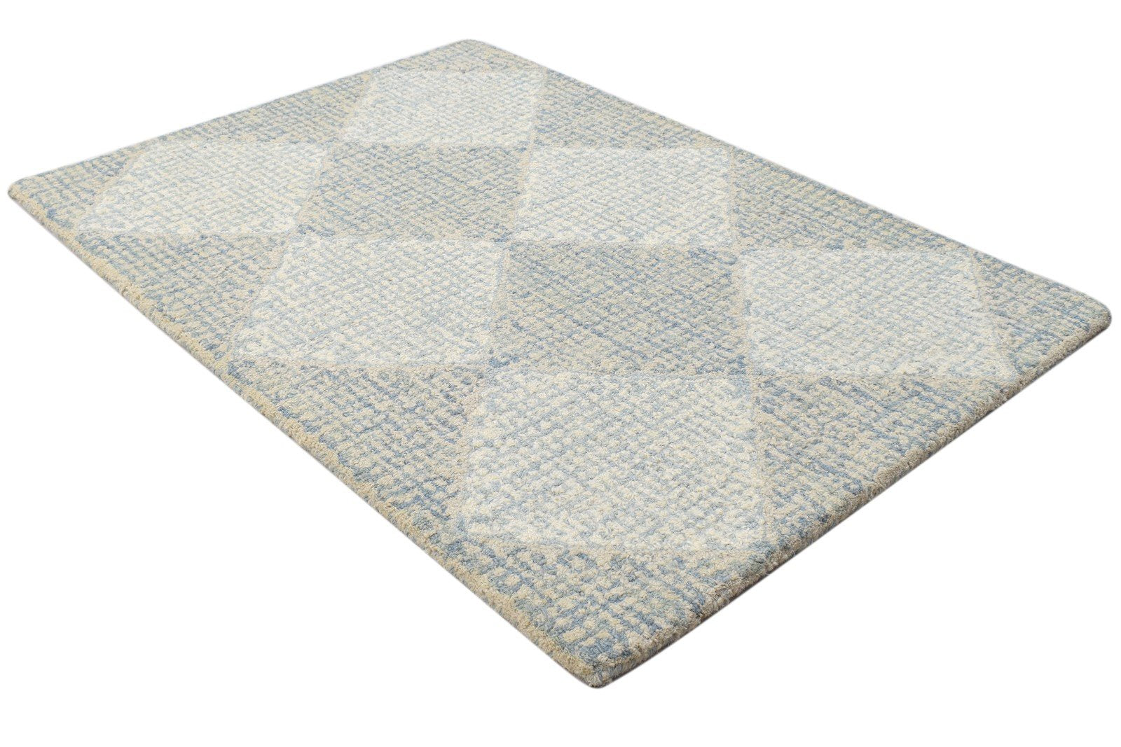 Wool Grey Rug 2' X 3' Modern Hand Tufted Scandinavian Diamond Small Carpet 