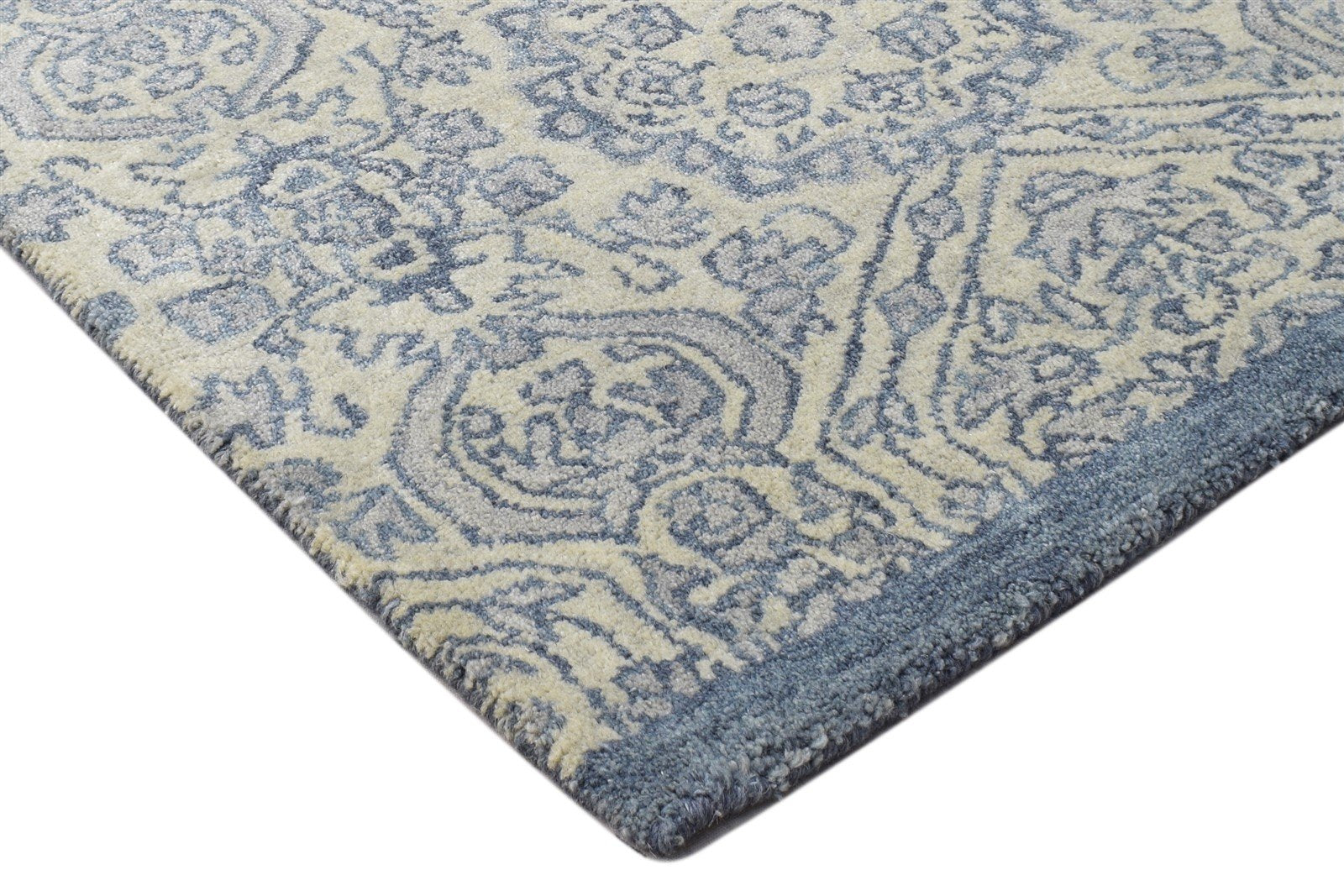 2' X 3' Rug Wool Blue Modern Hand Tufted Moroccan Trellis Small Carpet 