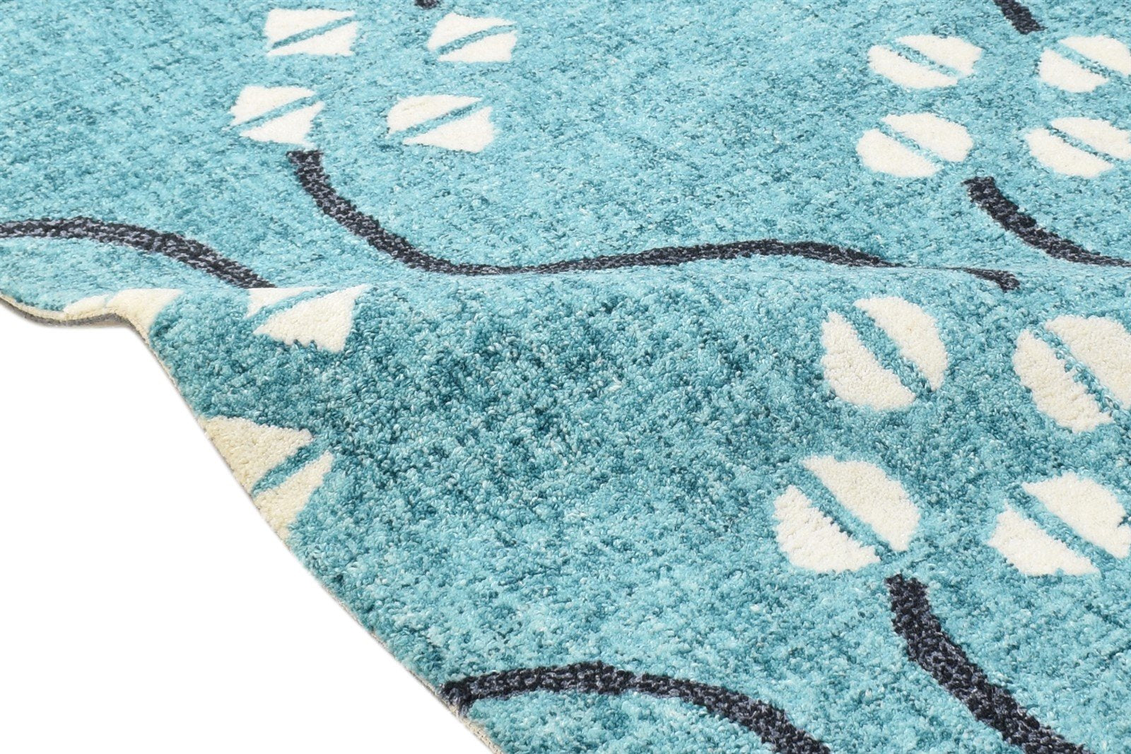 Hand Tufted Blue Wool Rug 2' X 3' Modern French Trellis Small Carpet 