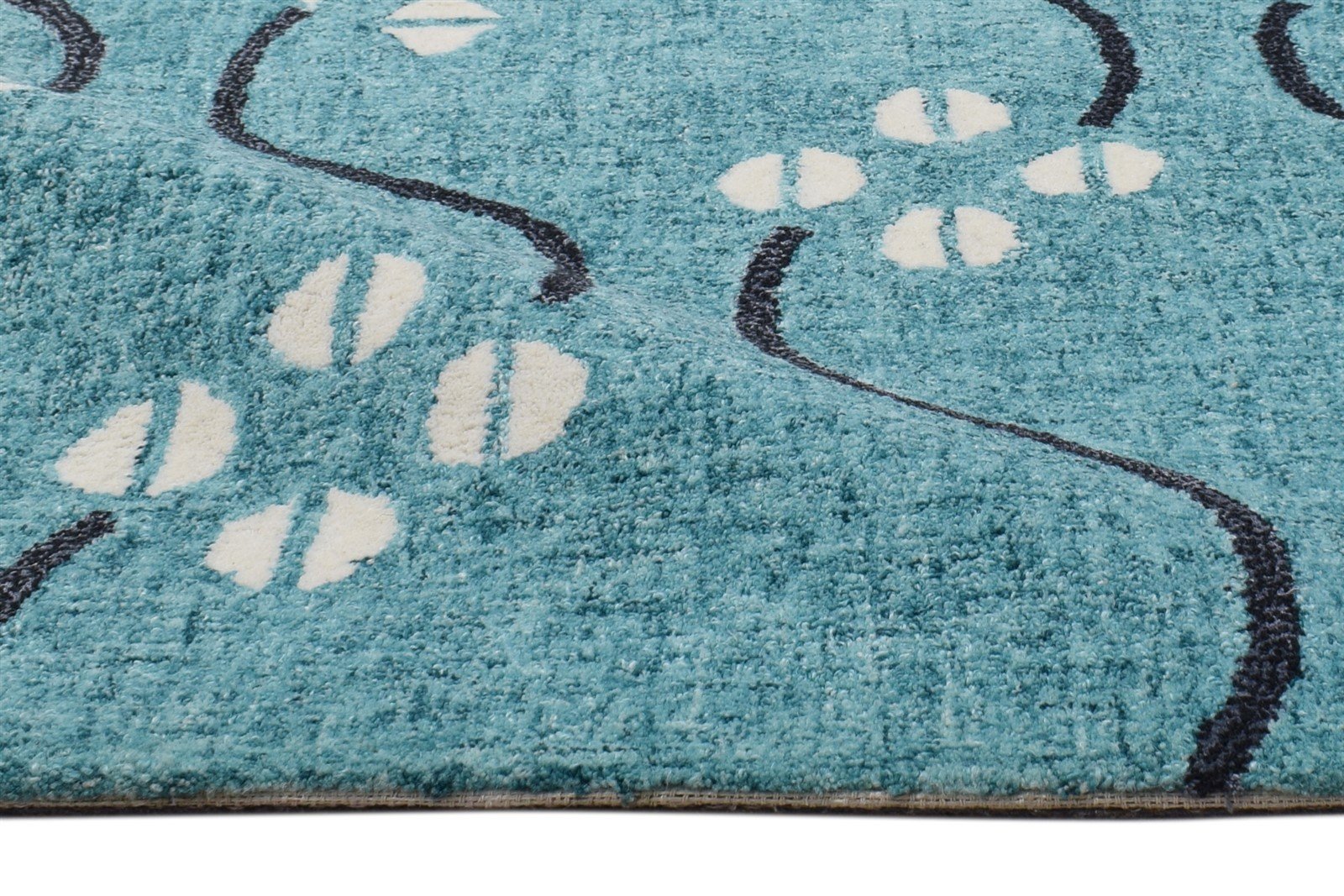 Hand Tufted Blue Wool Rug 2' X 3' Modern French Trellis Small Carpet 