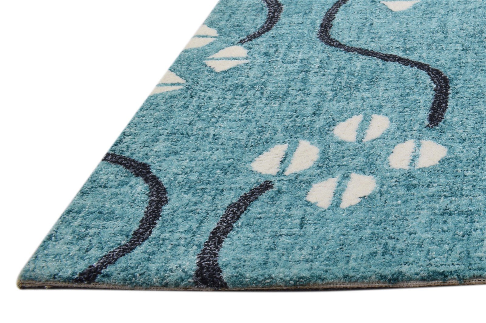 Hand Tufted Blue Wool Rug 2' X 3' Modern French Trellis Small Carpet 