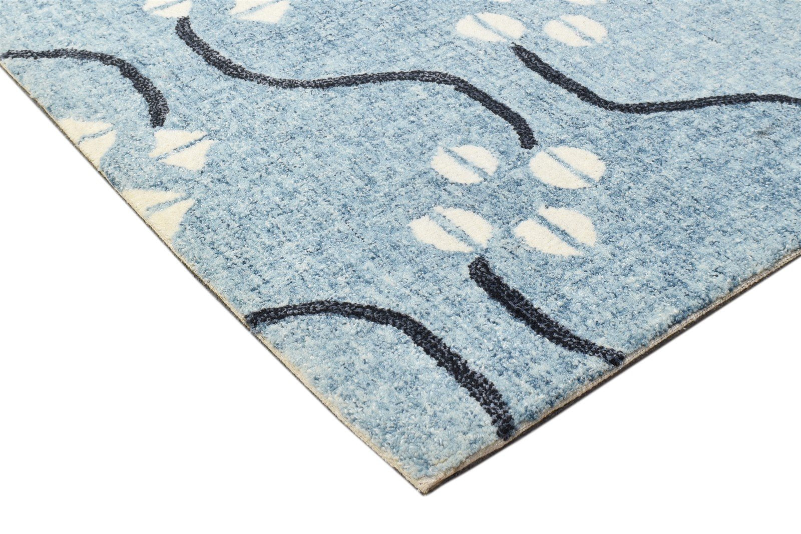 Wool Blue Rug 2' X 3' Modern Hand Tufted French Trellis Small Carpet 