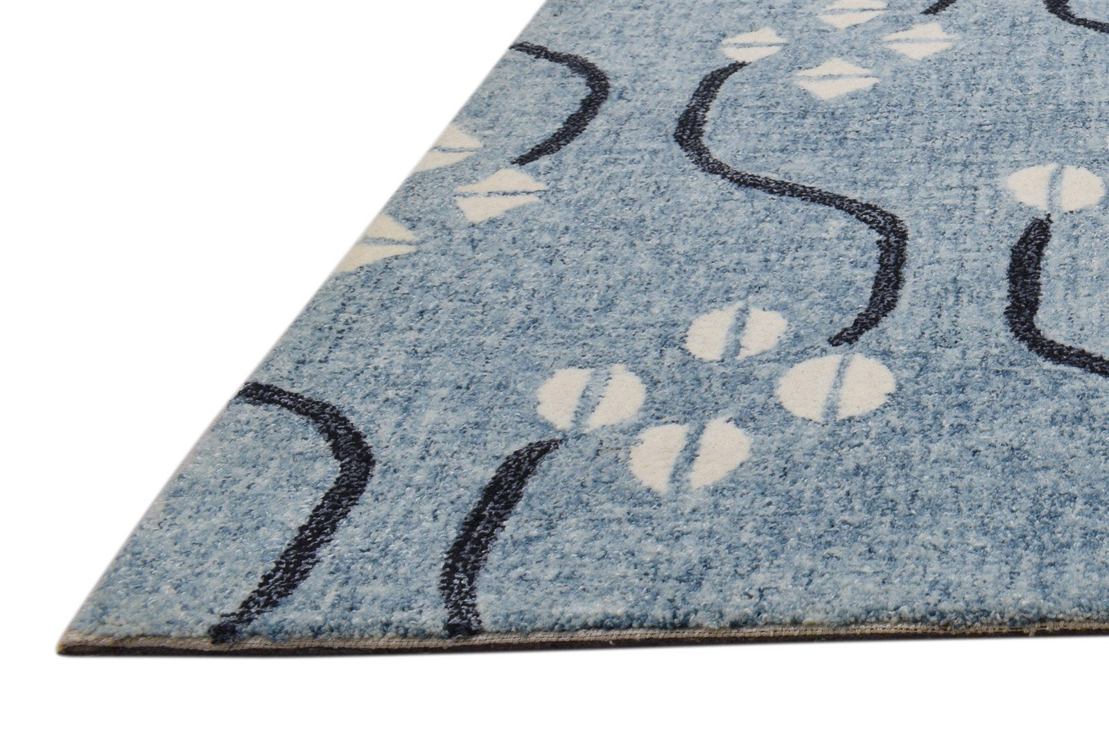 Wool Blue Rug 2' X 3' Modern Hand Tufted French Trellis Small Carpet 