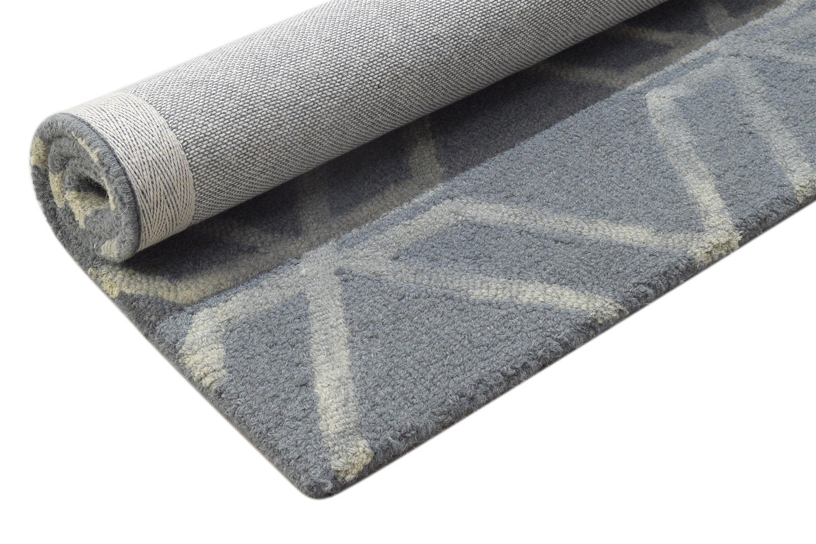 Wool Grey Rug 2' X 3' Modern Hand Tufted Scandinavian Geometric Small Carpet 