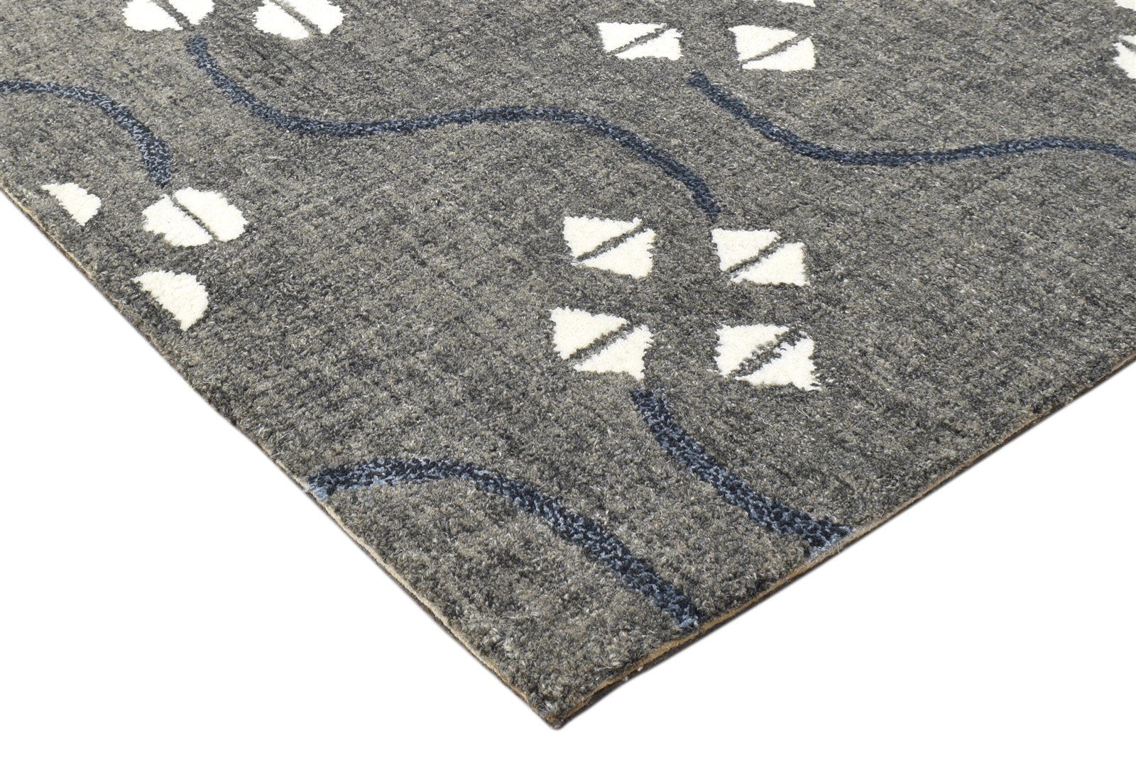 Hand Tufted Charcoal Wool Rug 2' X 3' Modern French Trellis Small Carpet 