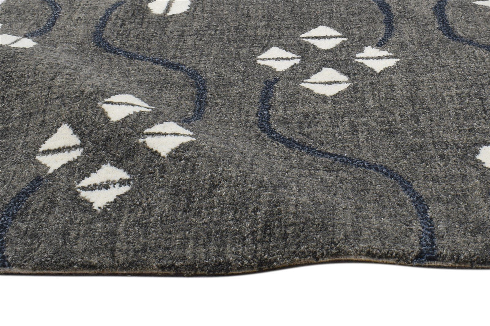 Hand Tufted Charcoal Wool Rug 2' X 3' Modern French Trellis Small Carpet 