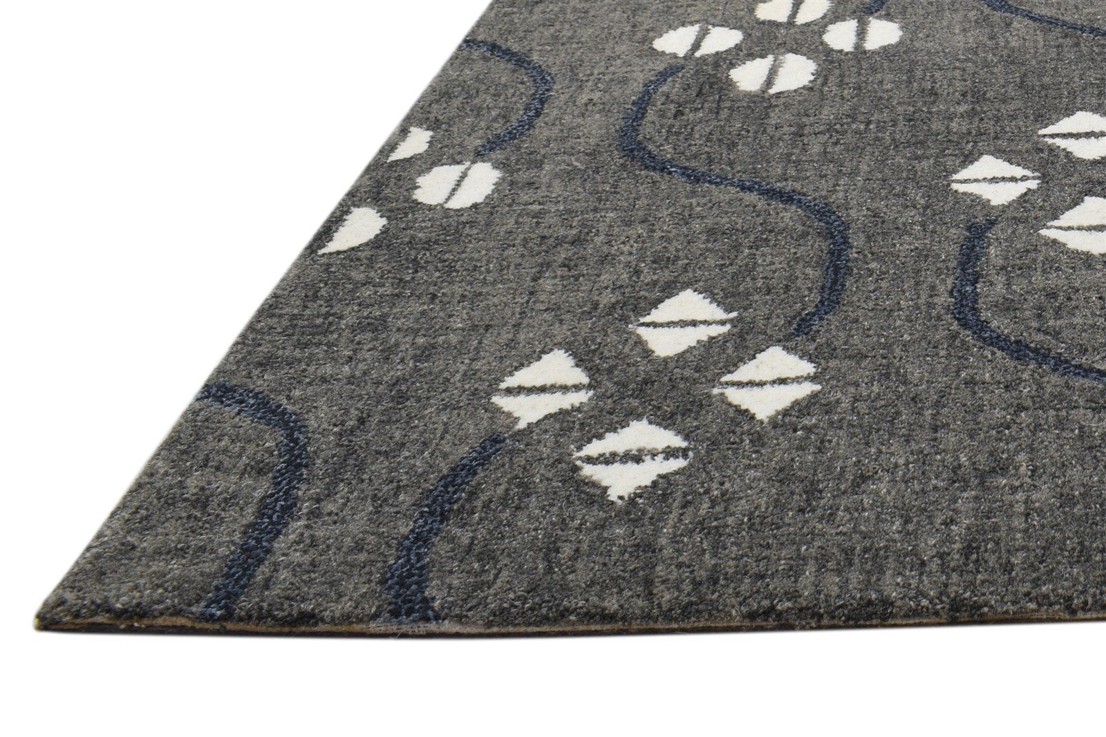 Hand Tufted Charcoal Wool Rug 2' X 3' Modern French Trellis Small Carpet 