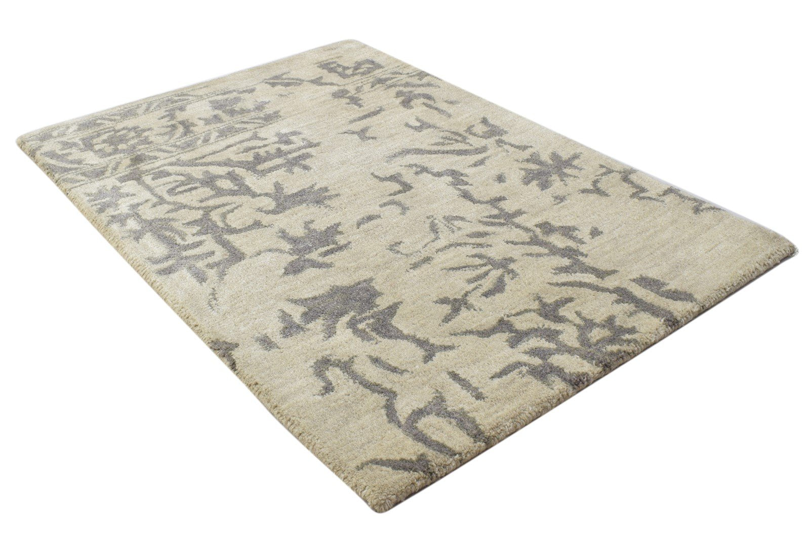 Wool Beige Rug 2' X 3' Modern Hand Tufted Oushak Oriental Small Carpet 