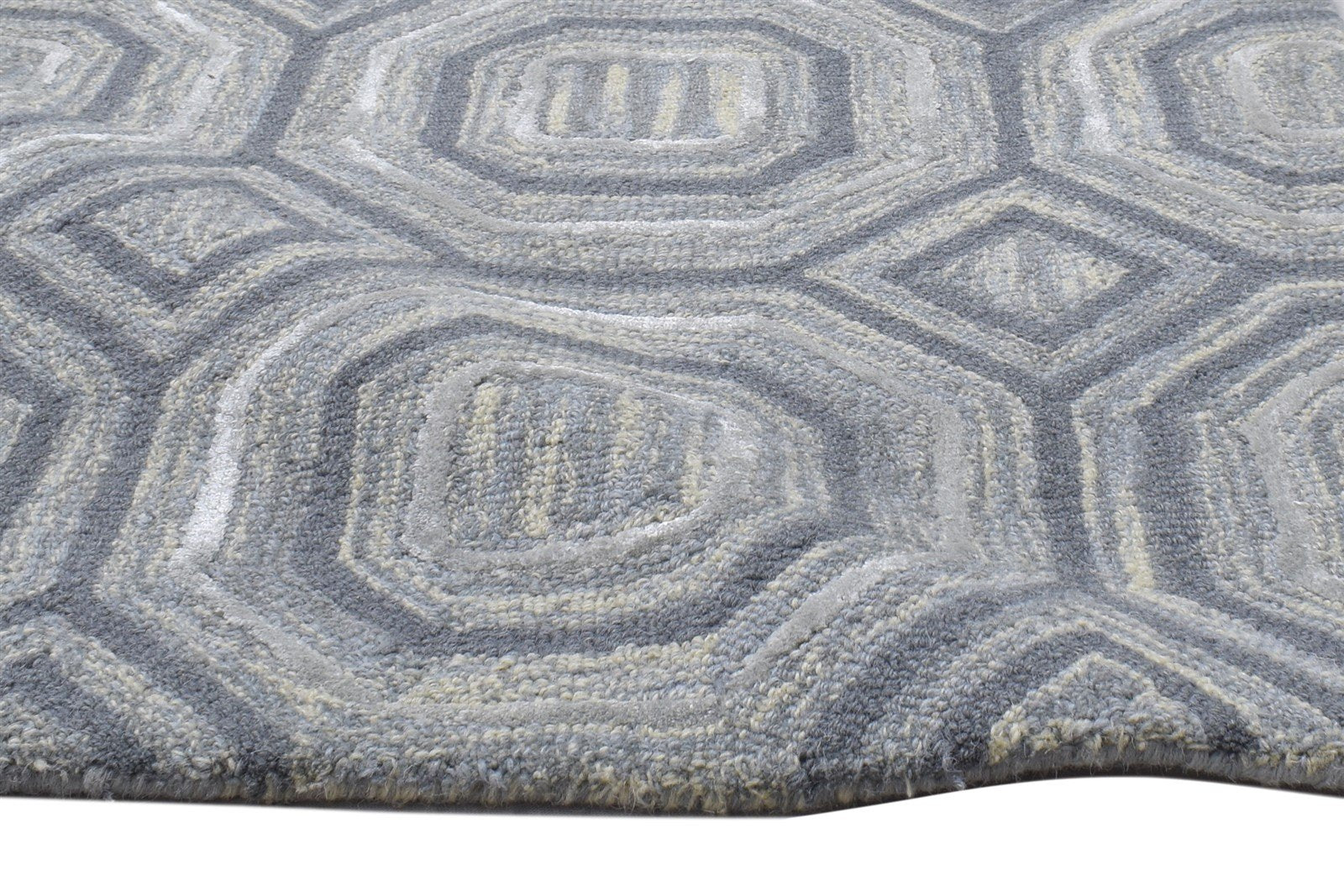 Grey Wool Rug 2' X 3' Modern Hand Tufted Moroccan Geometric Small Carpet 