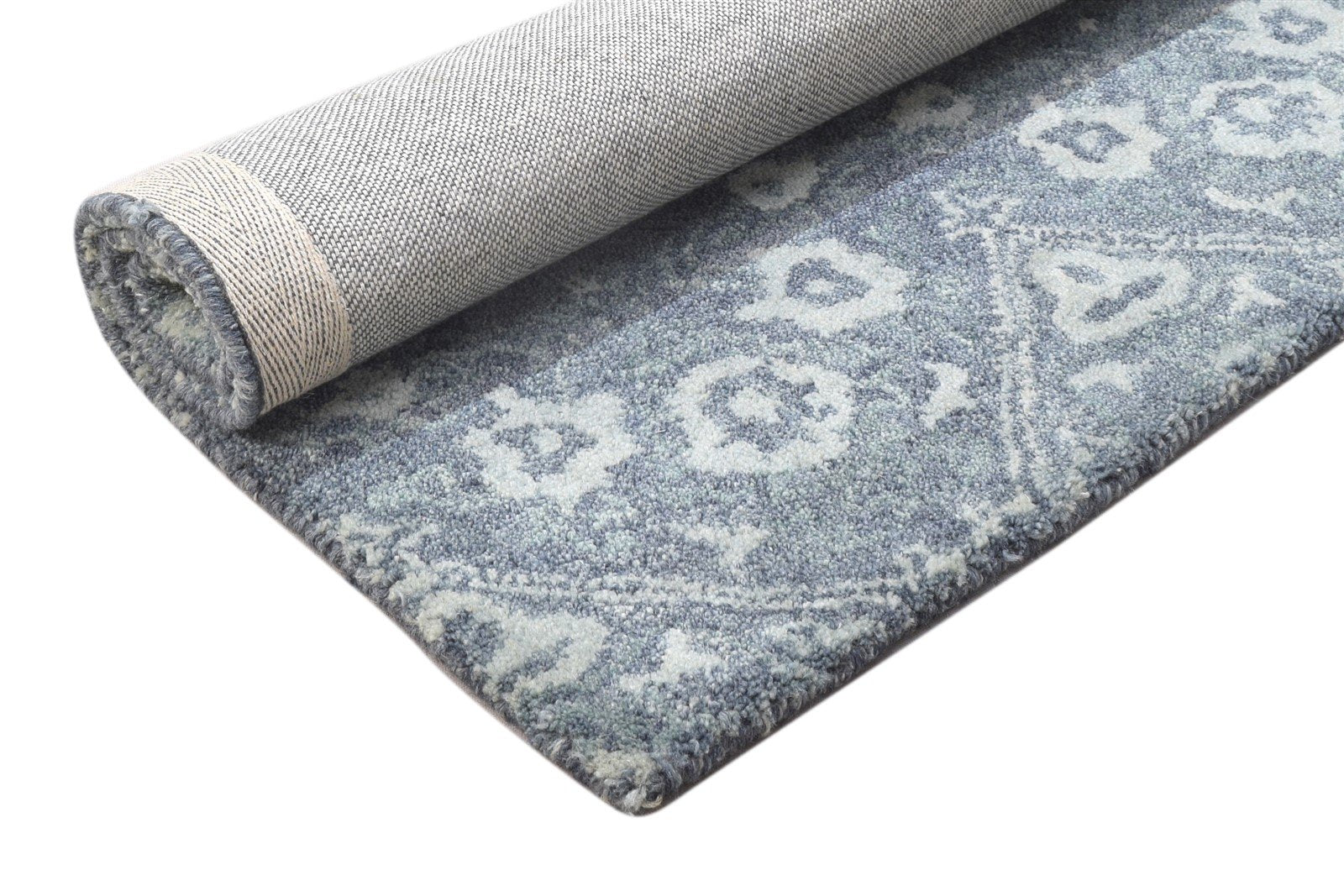 Dark Grey Wool Rug 2' X 3' Modern Hand Tufted Moroccan Trellis Small Carpet 