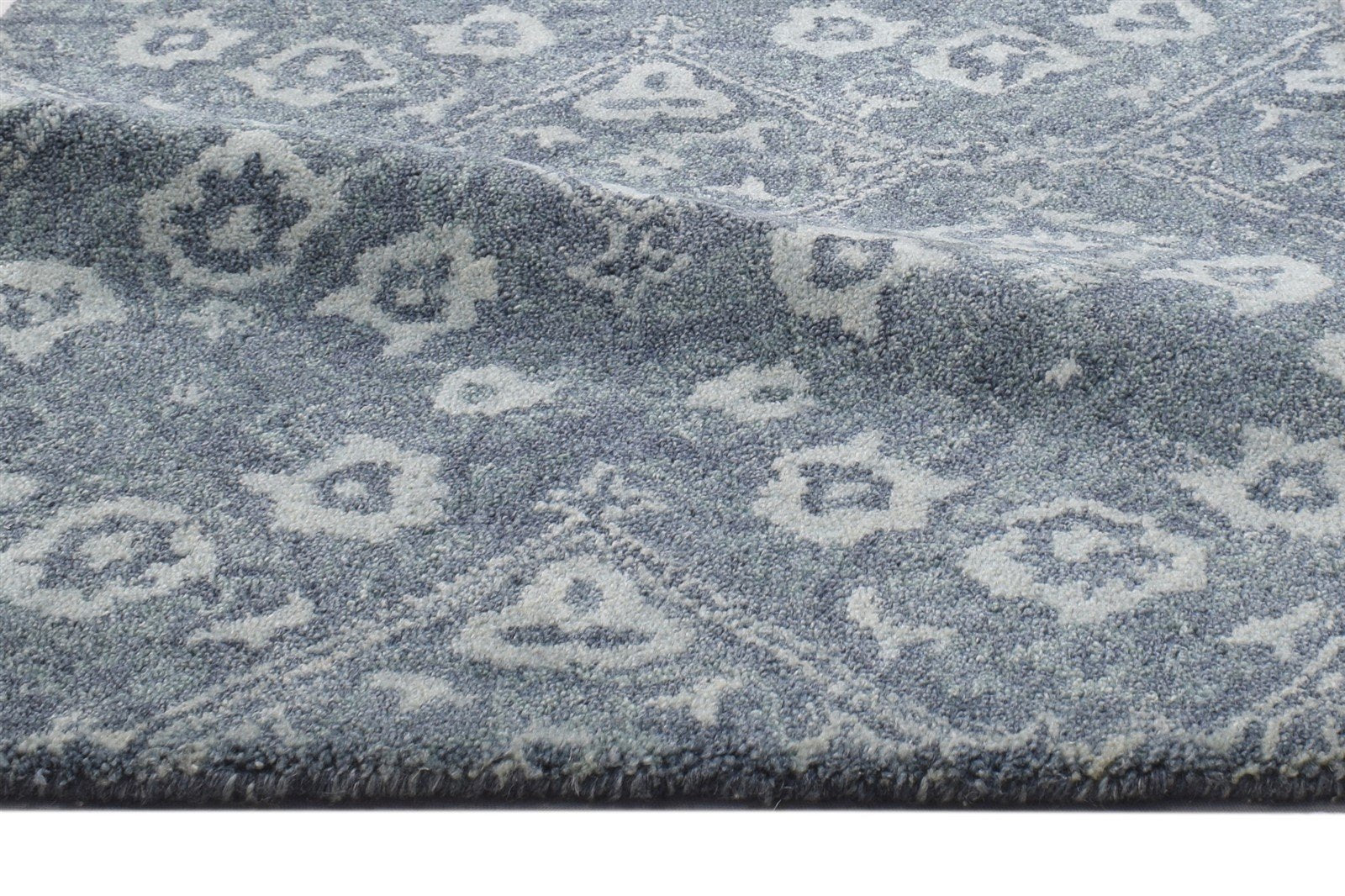 Dark Grey Wool Rug 2' X 3' Modern Hand Tufted Moroccan Trellis Small Carpet 