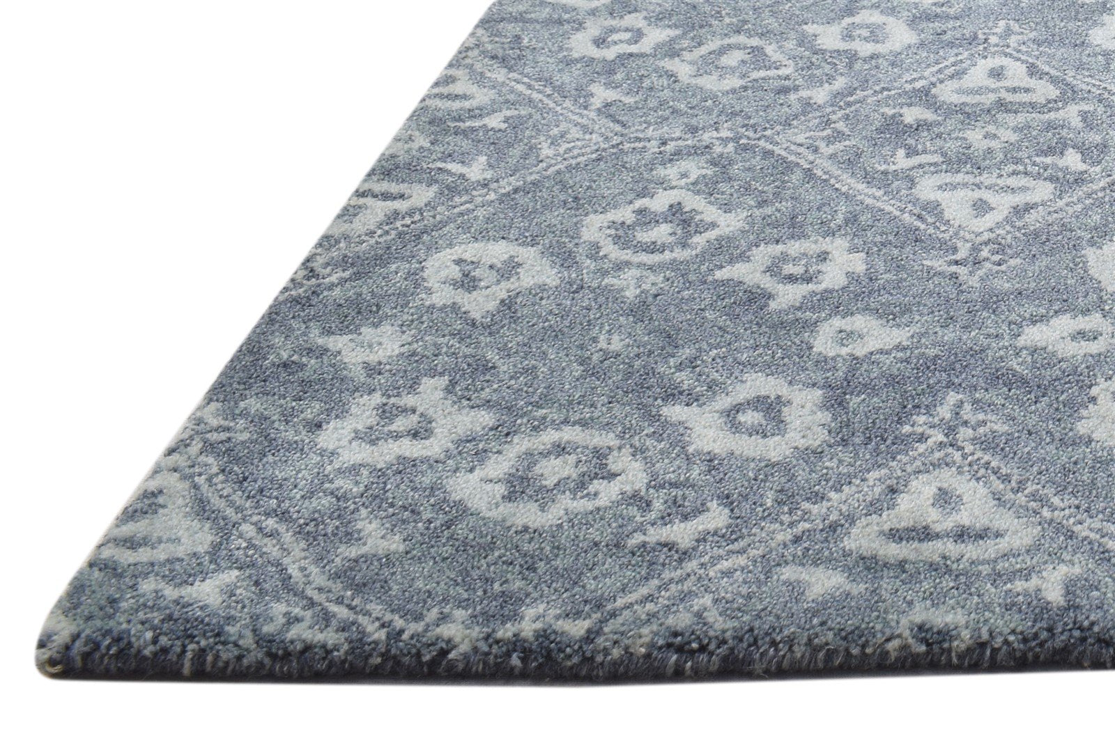 Dark Grey Wool Rug 2' X 3' Modern Hand Tufted Moroccan Trellis Small Carpet 