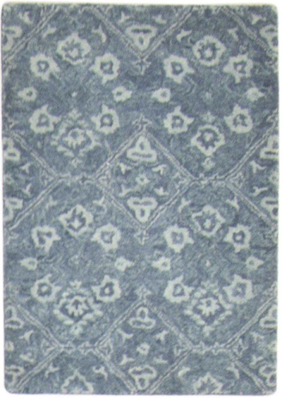 Dark Grey Wool Rug 2' X 3' Modern Hand Tufted Moroccan Trellis Small Carpet 