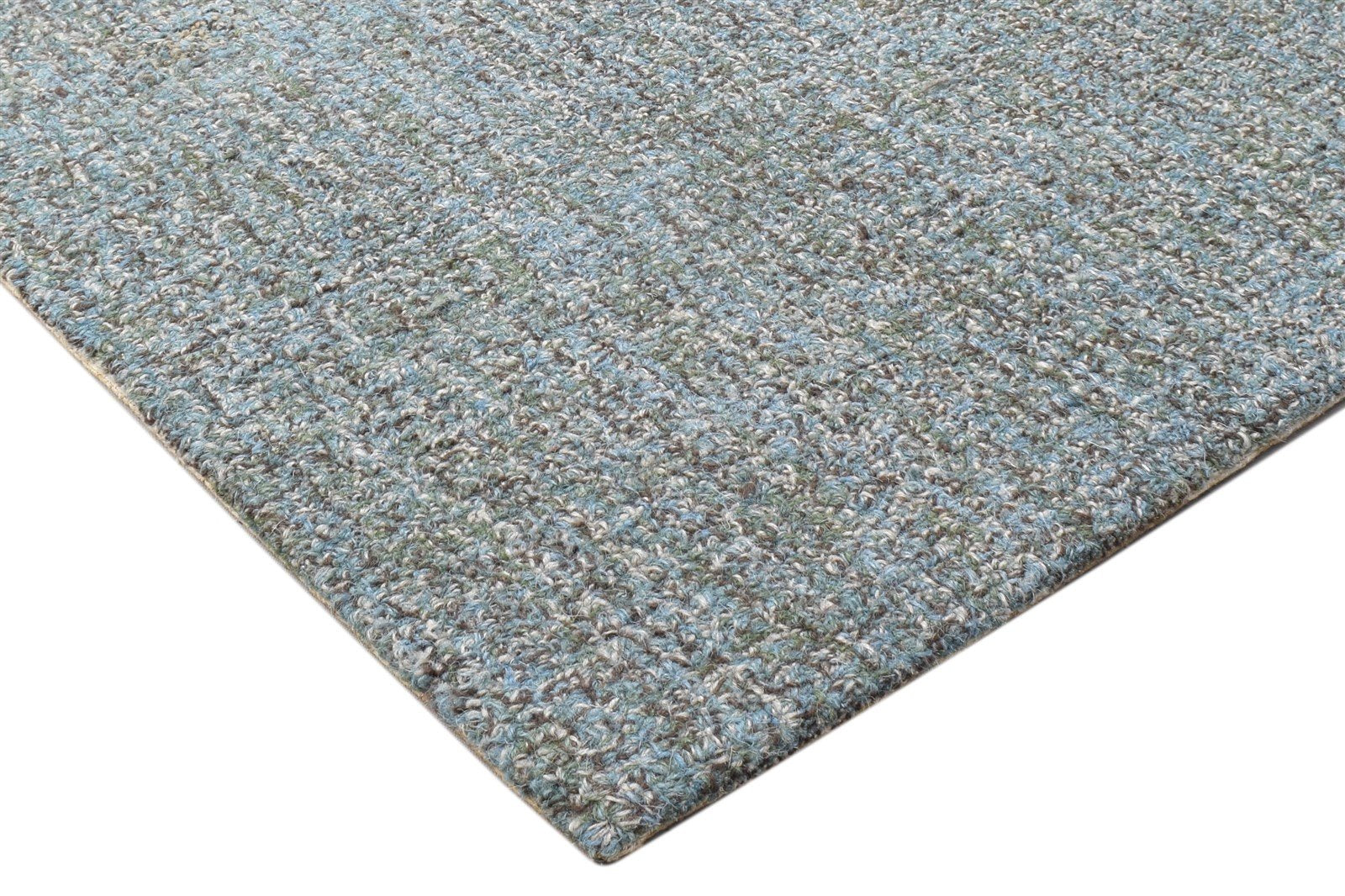 Blue Wool Rug 2' X 3' Modern Hand Tufted Scandinavian Solid Small Carpet 