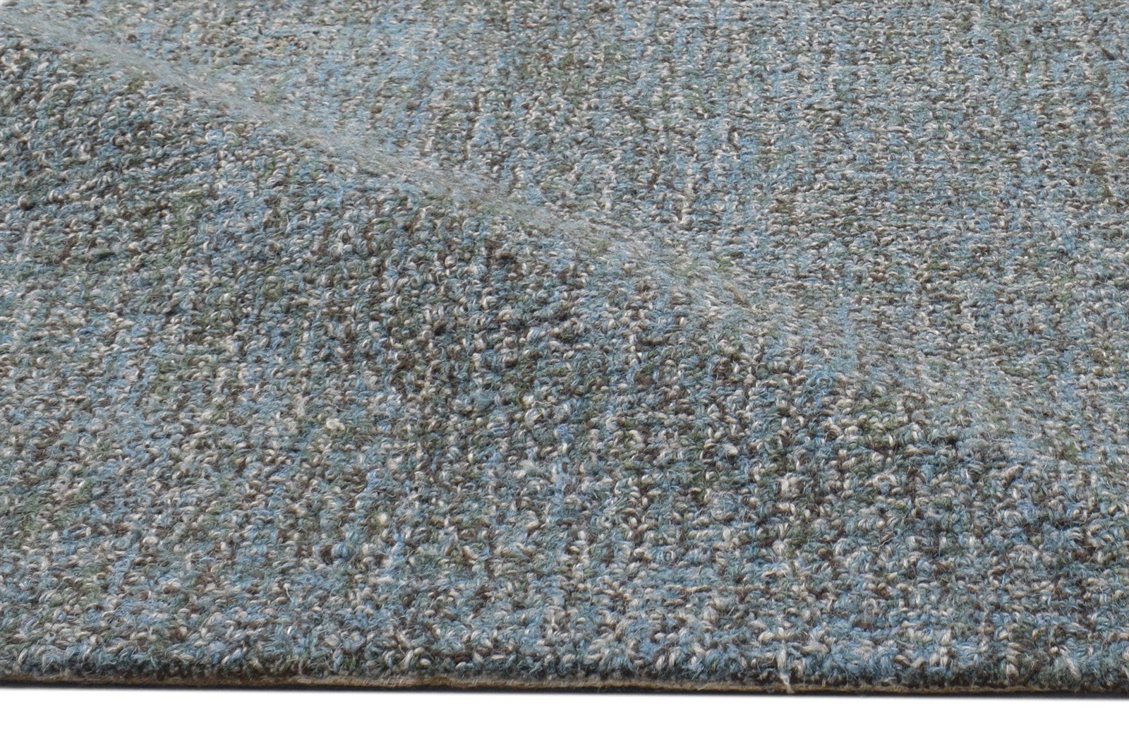 Blue Wool Rug 2' X 3' Modern Hand Tufted Scandinavian Solid Small Carpet 