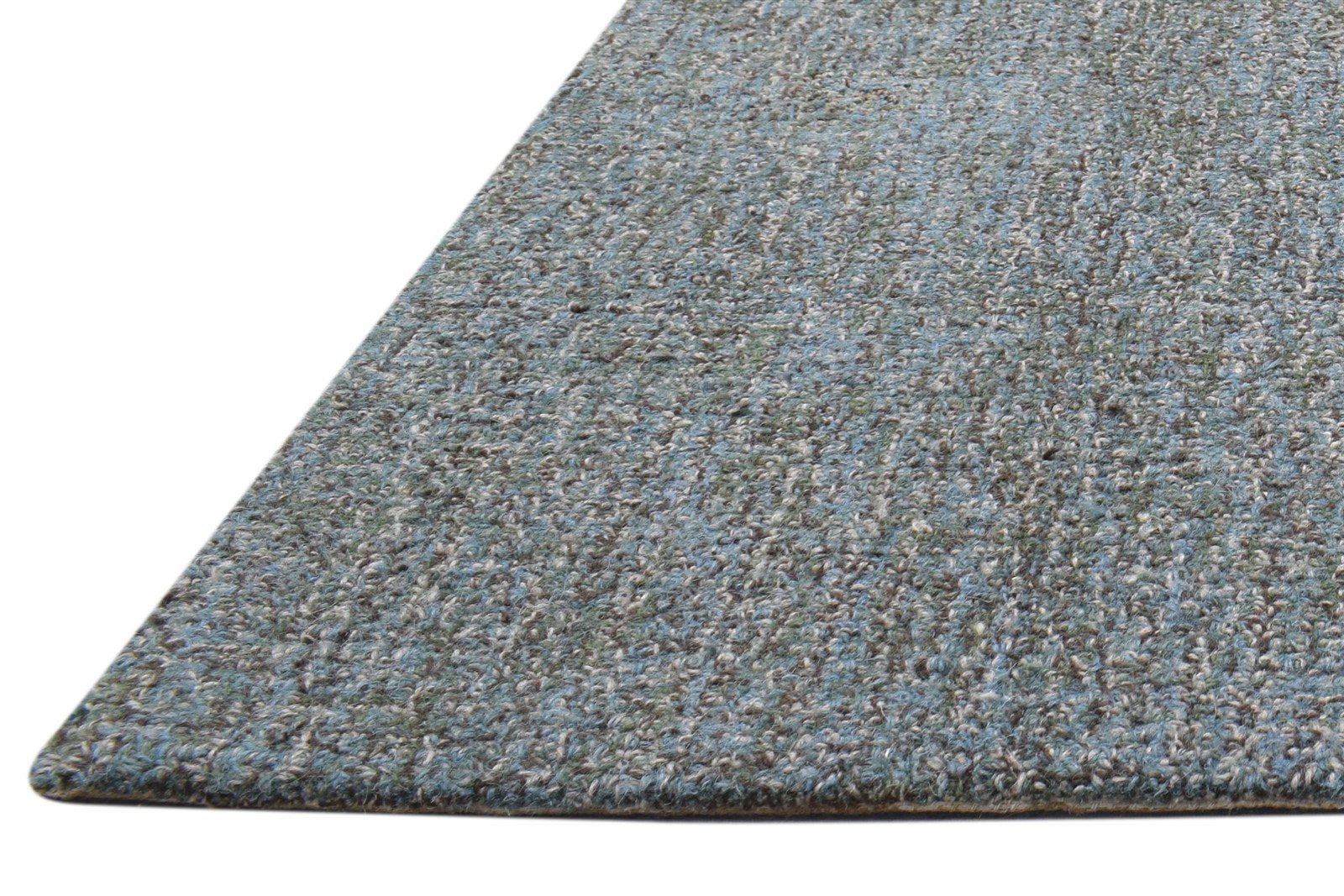 Blue Wool Rug 2' X 3' Modern Hand Tufted Scandinavian Solid Small Carpet 