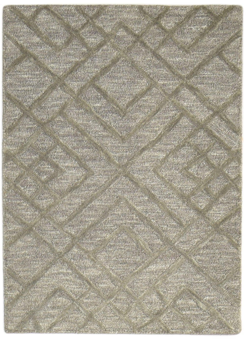 Dark Grey Wool Rug 2' X 3' Modern Hand Tufted Moroccan Geometric Small Carpet 