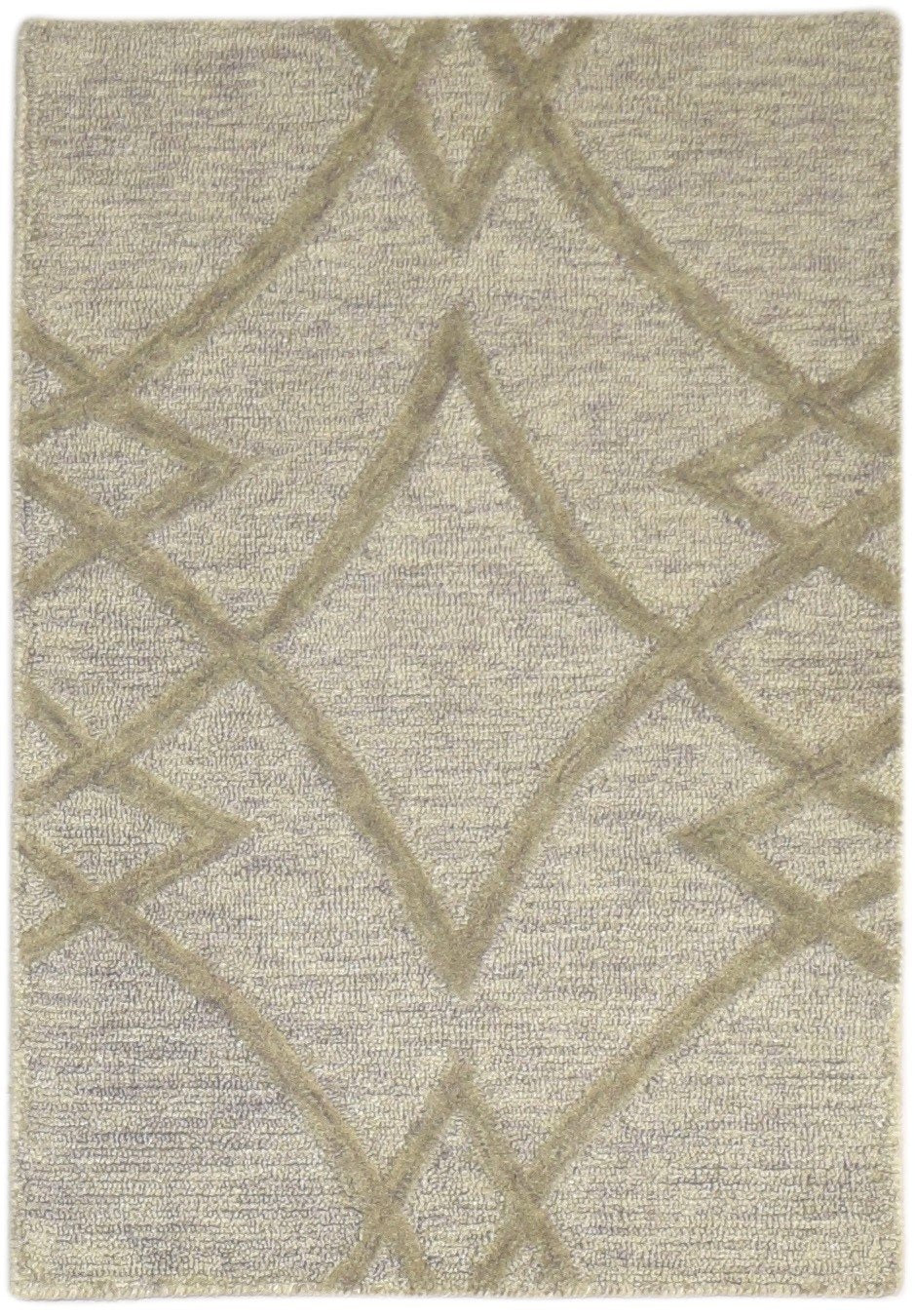 Brown Wool Rug 2' X 3' Modern Hand Tufted Scandinavian Geometric Small Carpet 