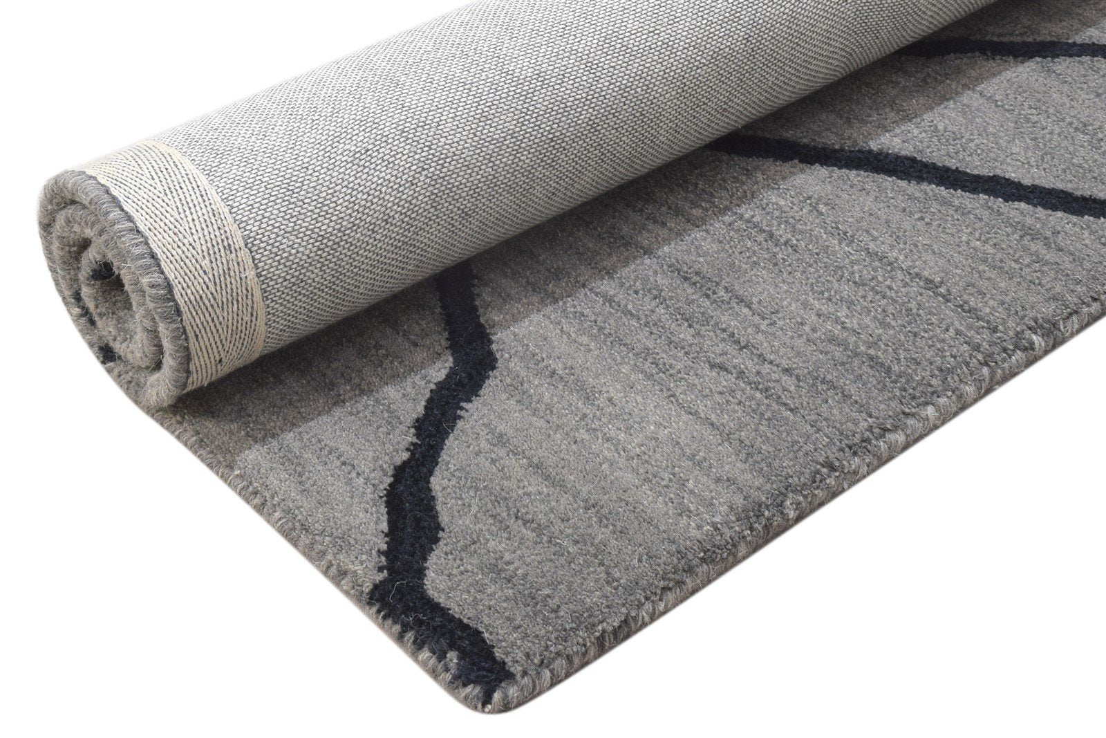 Wool Grey Rug 2' X 3' Modern Hand Tufted Scandinavian Abstract Small Carpet 