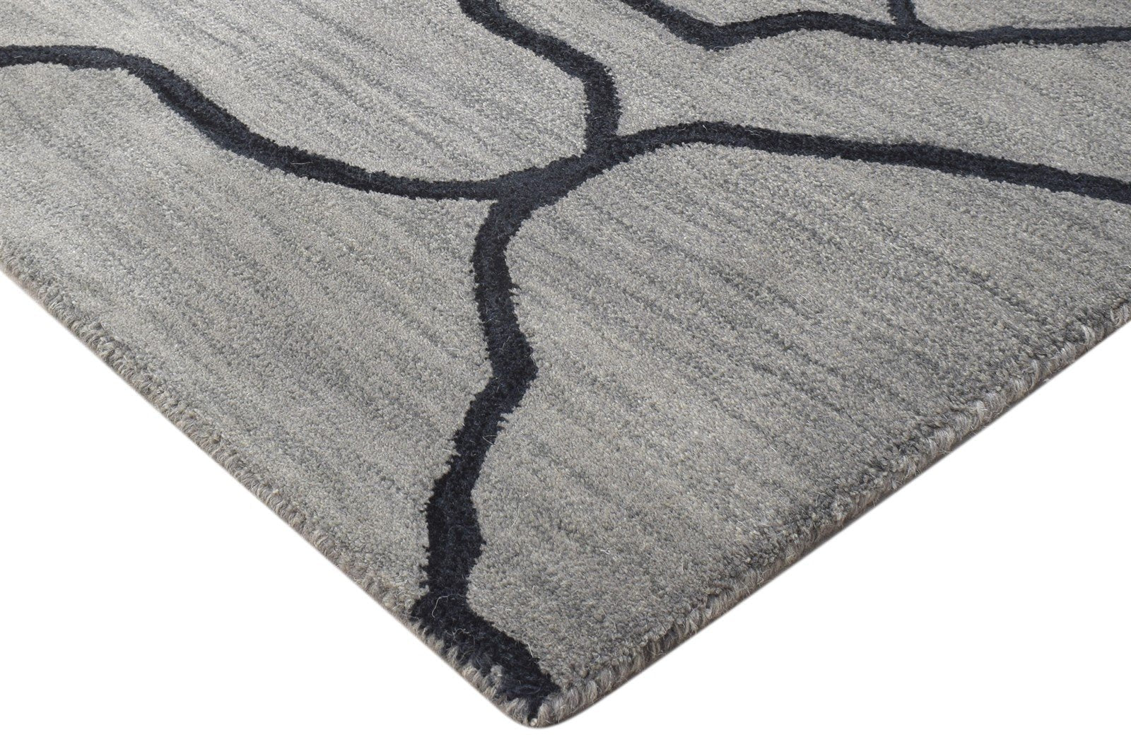 Wool Grey Rug 2' X 3' Modern Hand Tufted Scandinavian Abstract Small Carpet 