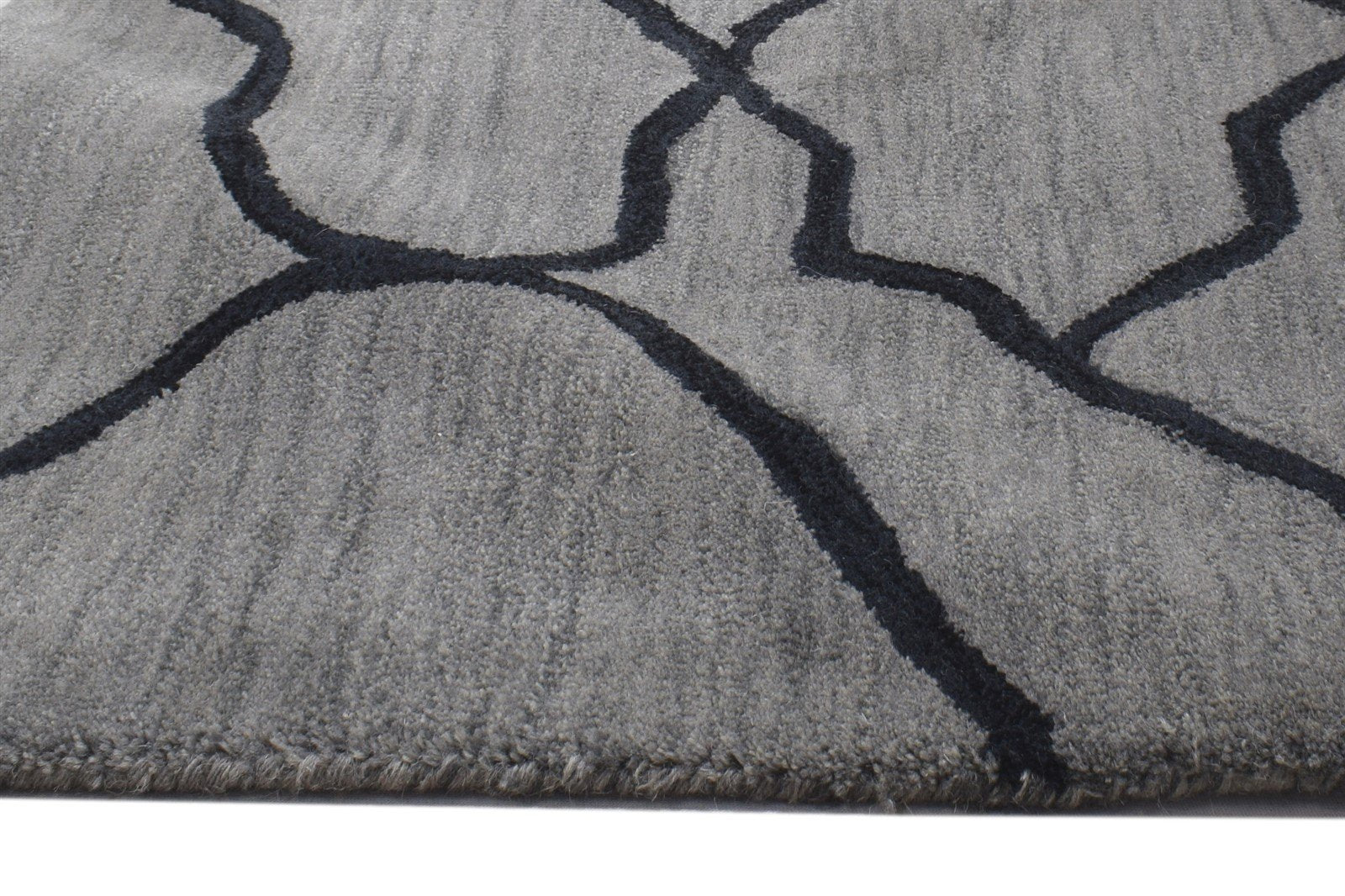 Wool Grey Rug 2' X 3' Modern Hand Tufted Scandinavian Abstract Small Carpet 