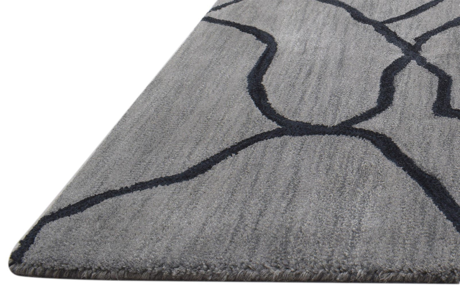 Wool Grey Rug 2' X 3' Modern Hand Tufted Scandinavian Abstract Small Carpet 