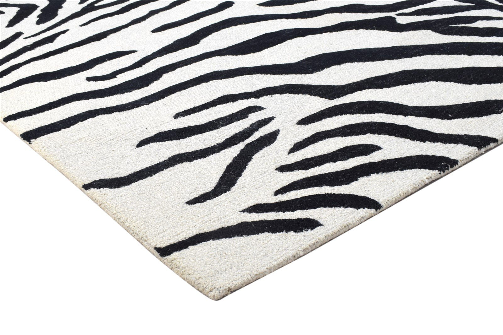 Wool Black Rug 9X13 Modern Hand Tufted Indian Animal Print Extra Large Carpet 