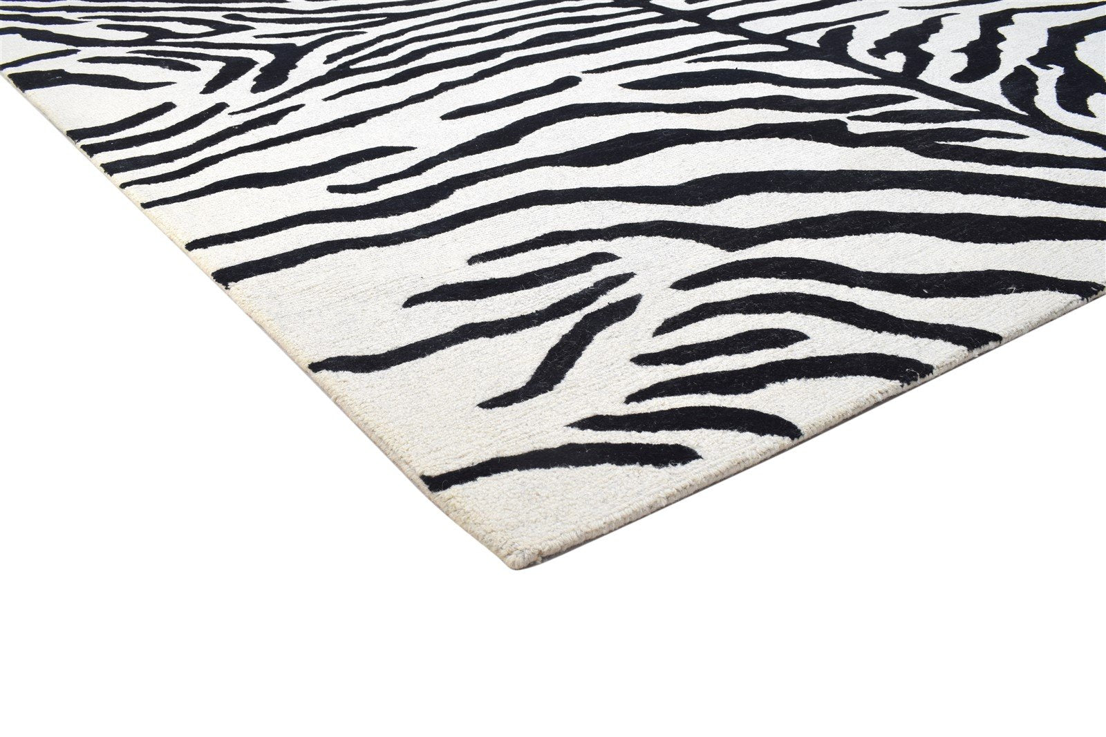 Wool Black Rug 9X13 Modern Hand Tufted Indian Animal Print Extra Large Carpet 