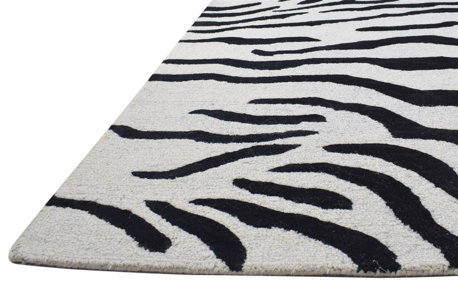 Wool Black Rug 9X13 Modern Hand Tufted Indian Animal Print Extra Large Carpet 