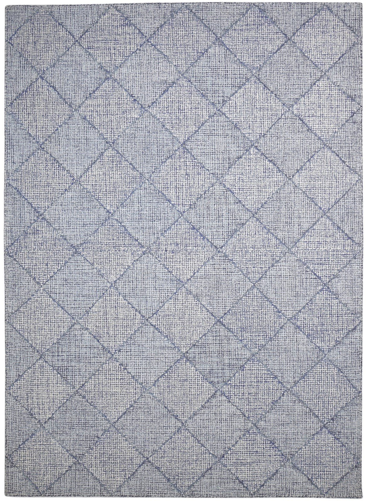 Hand Tufted Dark Grey Wool Rug 8X11 Modern Scandinavian Geometric Large Carpet 