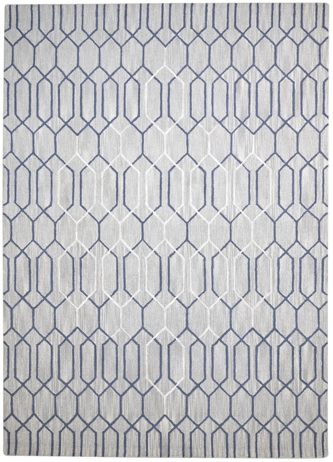 Wool Grey Rug 8' X 11' Modern Hand Tufted Moroccan Trellis Large Carpet 