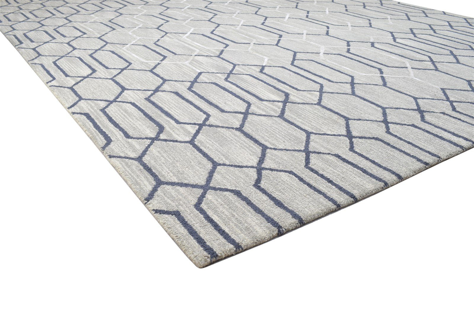 Wool Grey Rug 8' X 11' Modern Hand Tufted Moroccan Trellis Large Carpet 