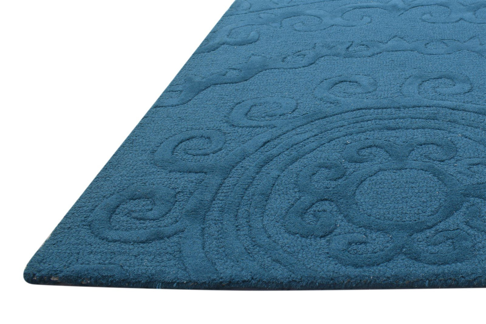 9' X 13' Rug Wool Blue Modern Hand Tufted French Circles Extra Large Carpet 