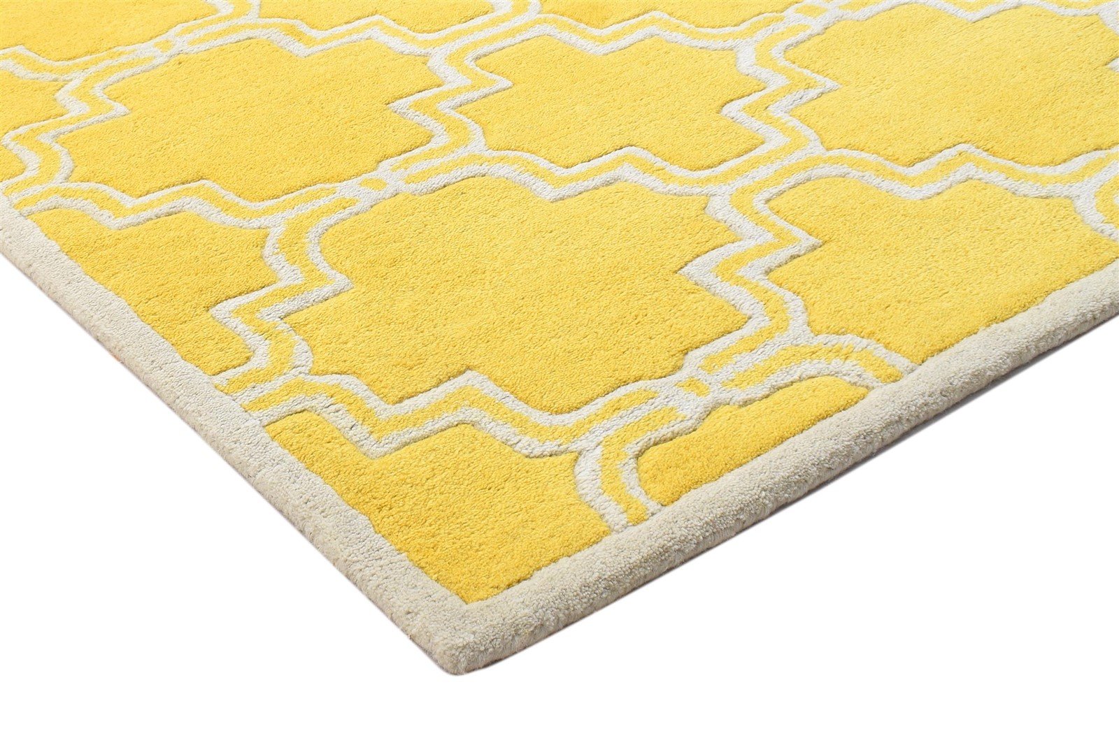 3' X 5' Rug Wool Gold Modern Hand Tufted Moroccan Trellis Room Size Carpet 