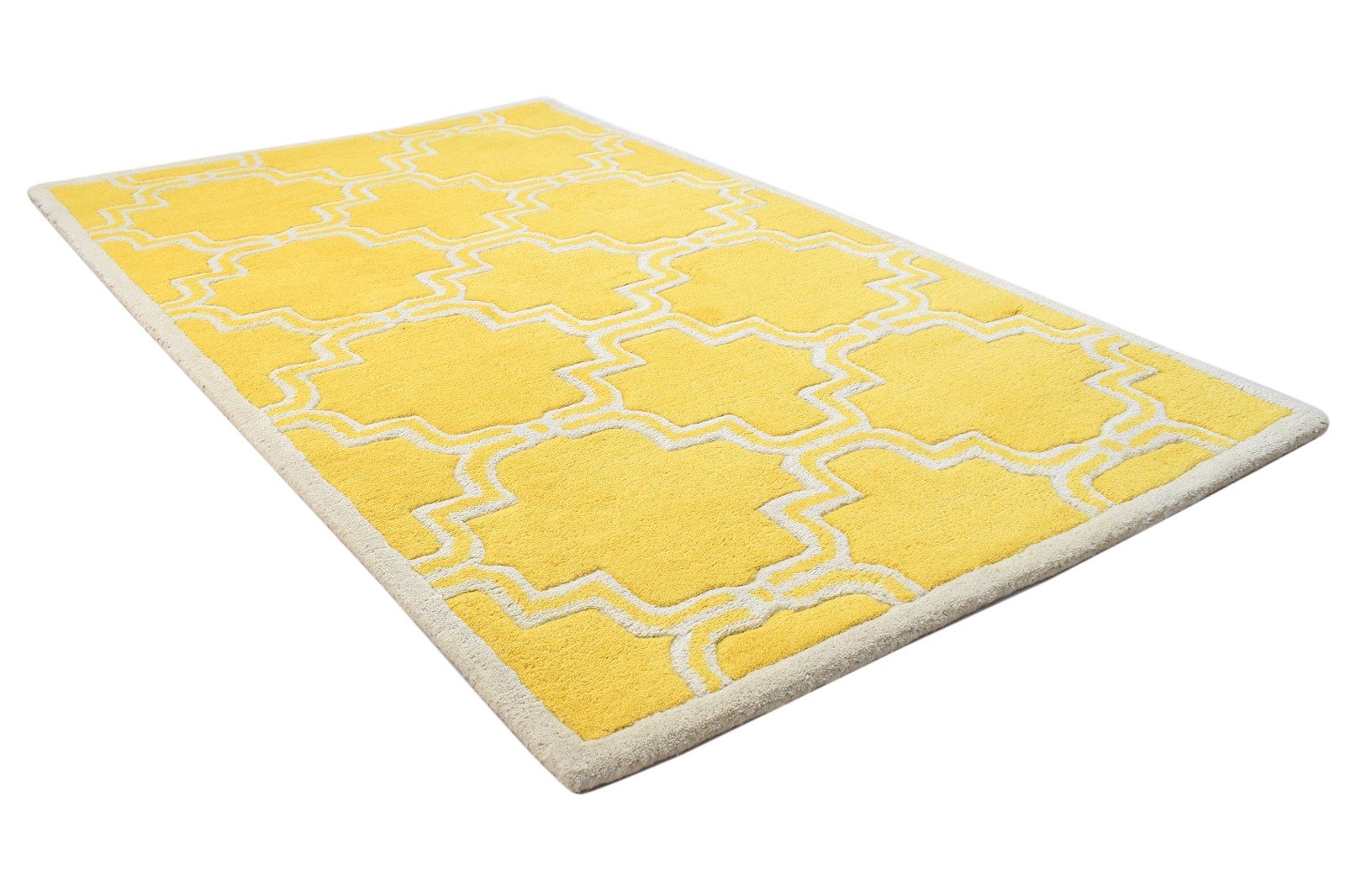 3' X 5' Rug Wool Gold Modern Hand Tufted Moroccan Trellis Room Size Carpet 