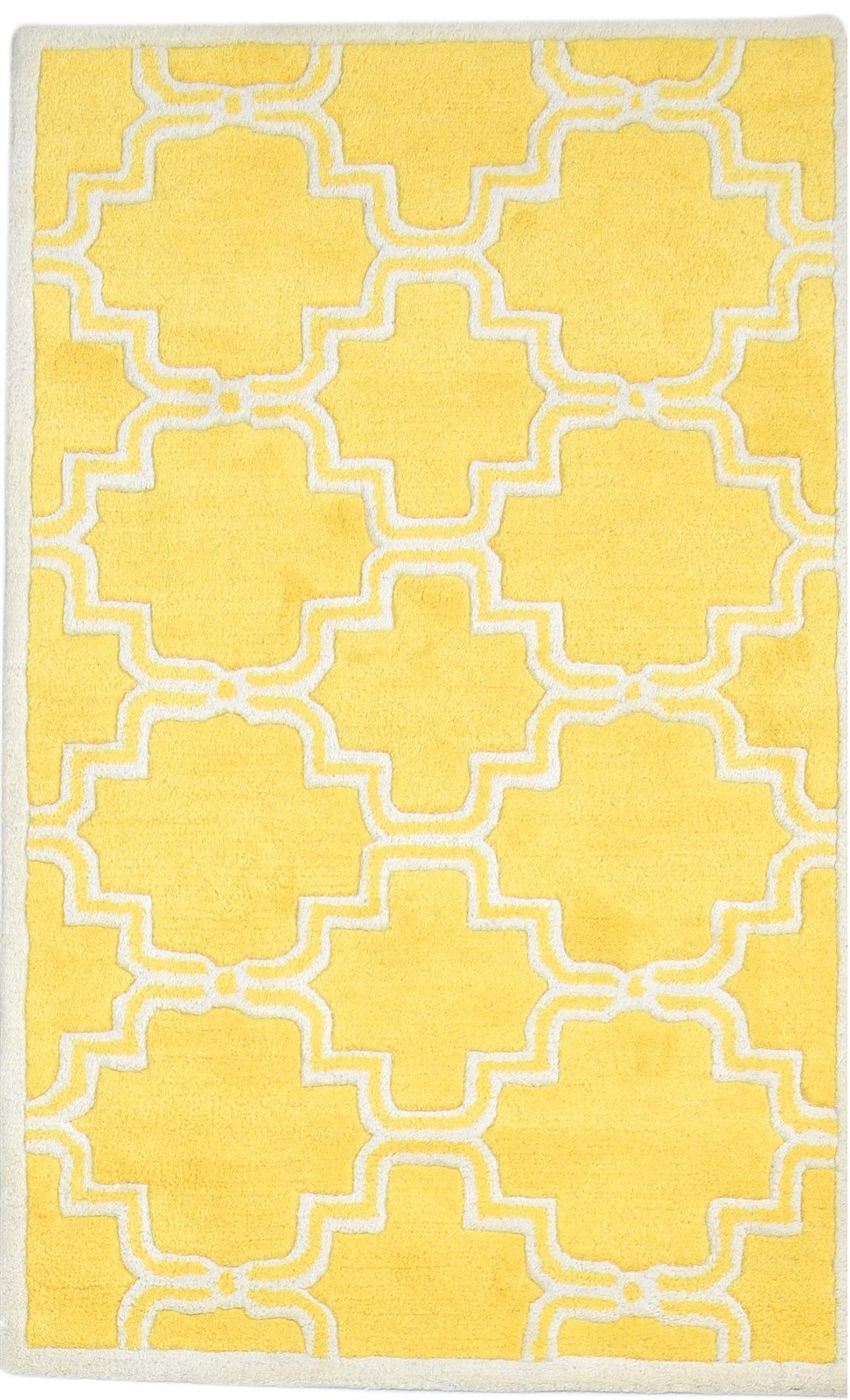 3' X 5' Rug Wool Gold Modern Hand Tufted Moroccan Trellis Room Size Carpet 