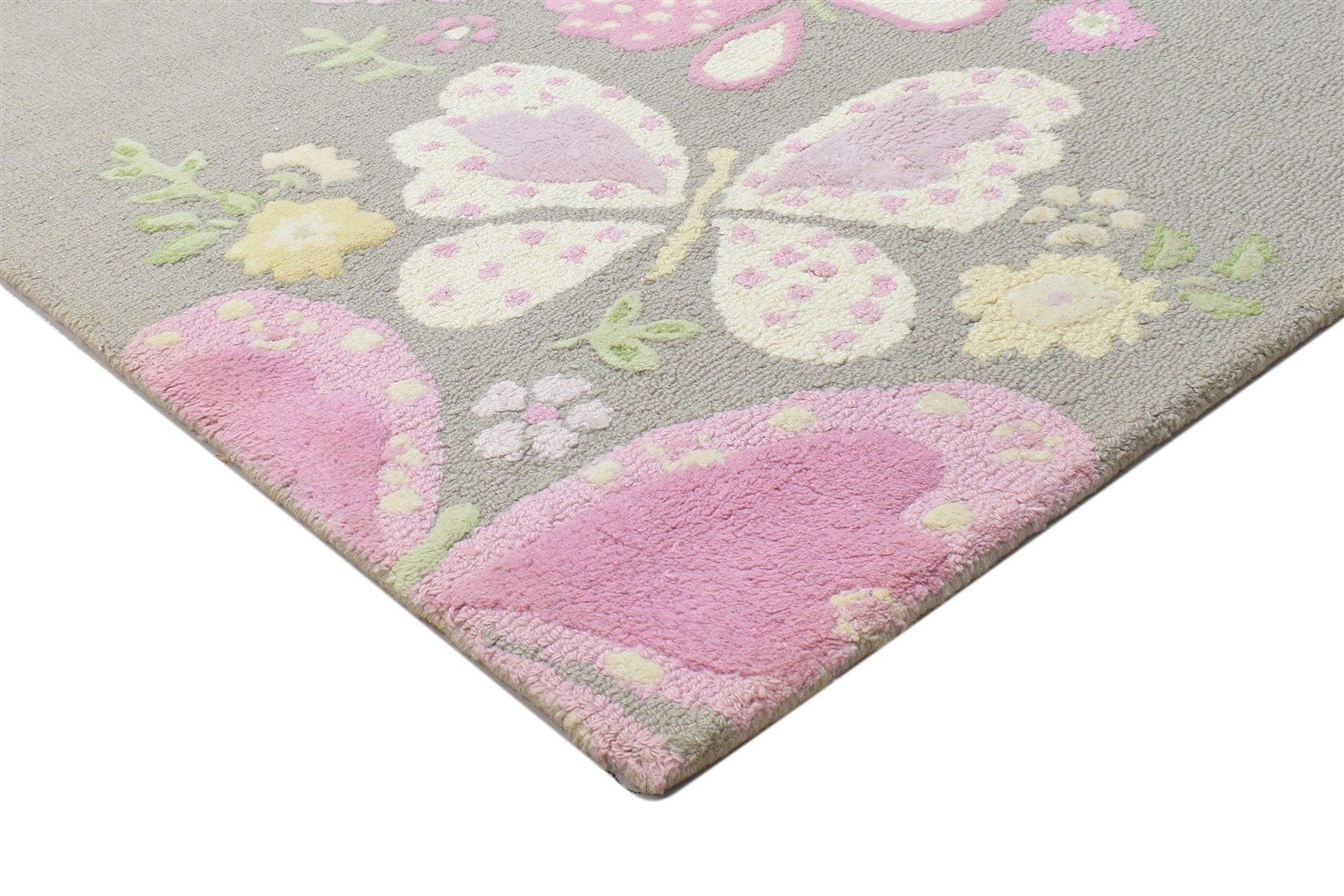 Hand Tufted Grey Wool Rug 3' X 5' Modern French Floral Small Carpet 