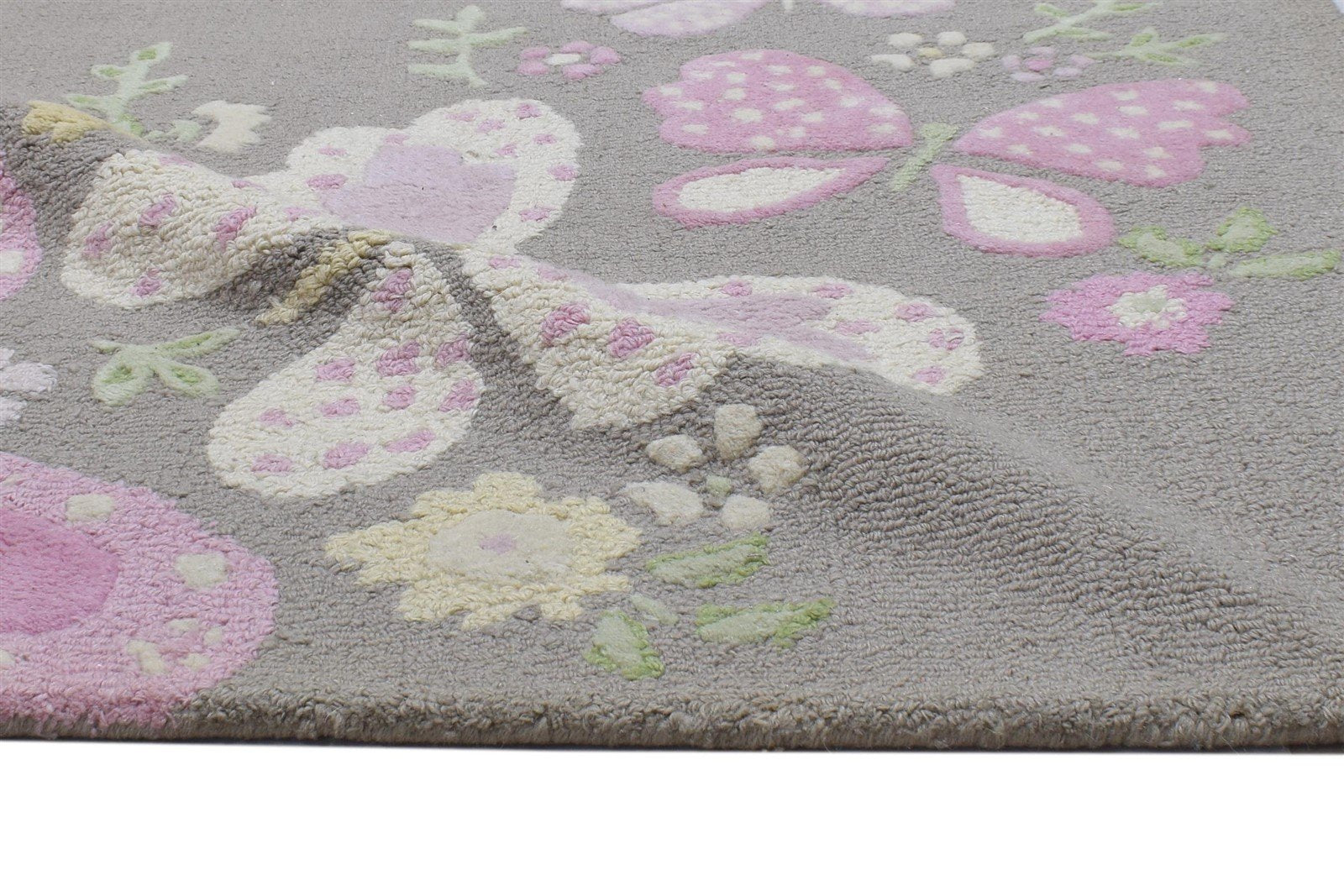 Hand Tufted Grey Wool Rug 3' X 5' Modern French Floral Small Carpet 