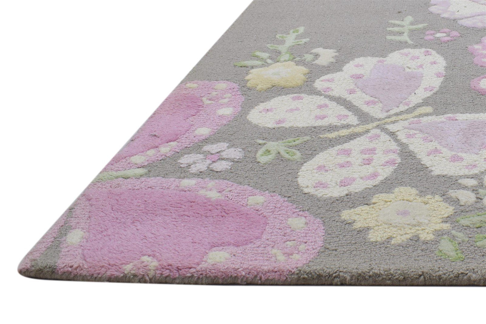 Hand Tufted Grey Wool Rug 3' X 5' Modern French Floral Small Carpet 