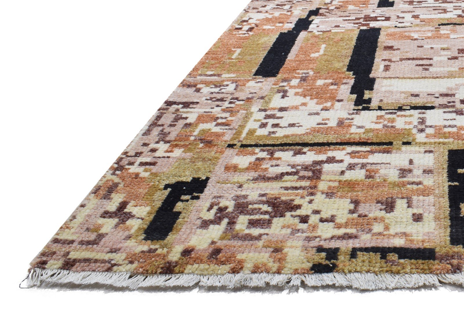 Wool Rust Rug 3' X 10' Modern Hand Knotted Indian Abstract Small Runner 