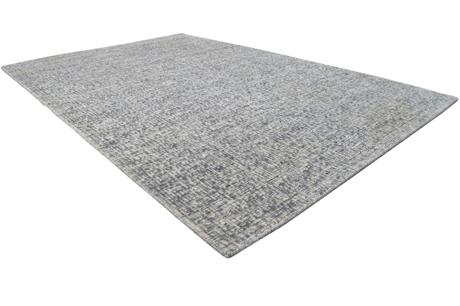 5X8 Rug Wool Silk Grey Modern Jacquard Loom Scandinavian Solid Room Size Carpet 