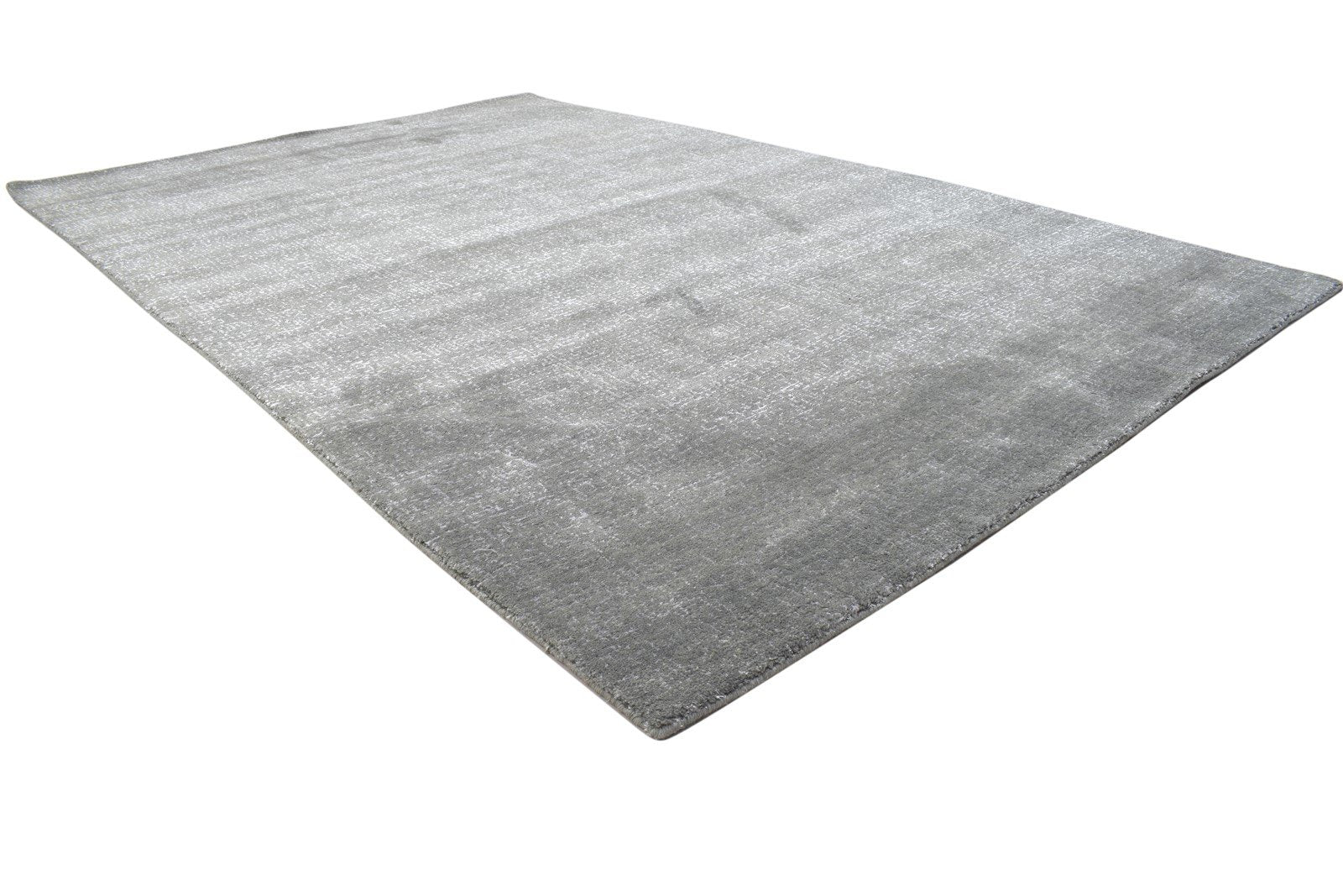 Wool Silk Dark Grey Rug 5X8 Modern Jacquard Loom Scandinavian Solid Room Size 